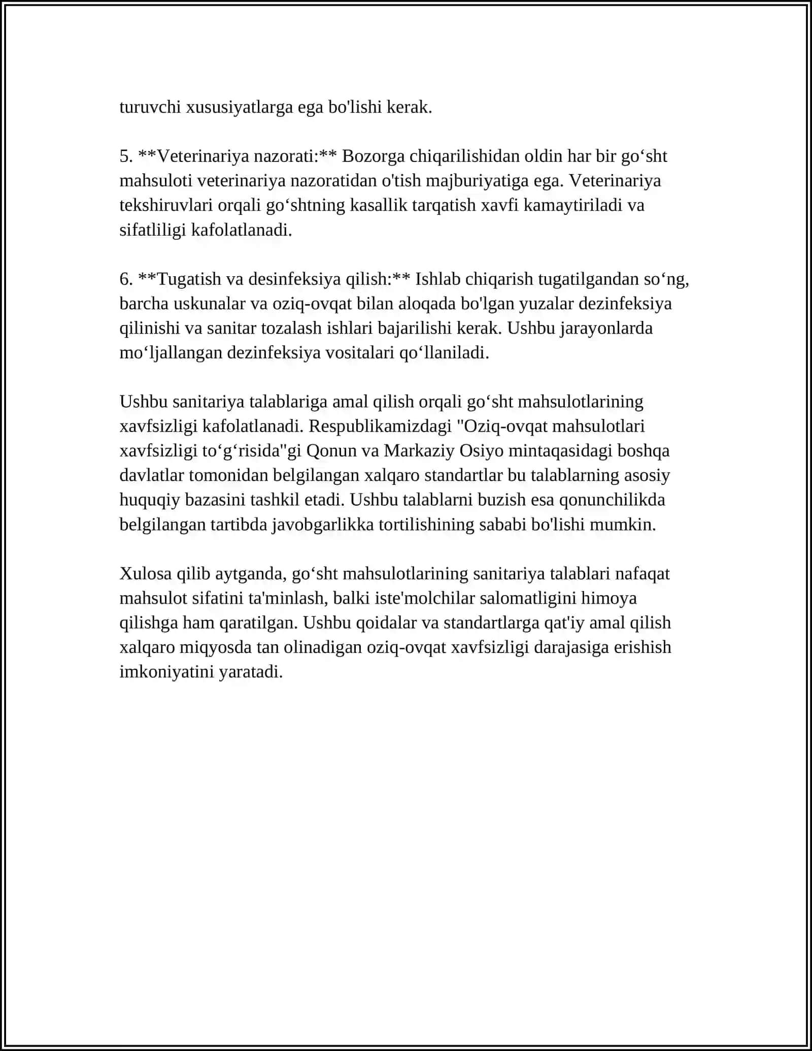 GOʻSHT MAHSULOTLARI HAVFSIZLIGI 4