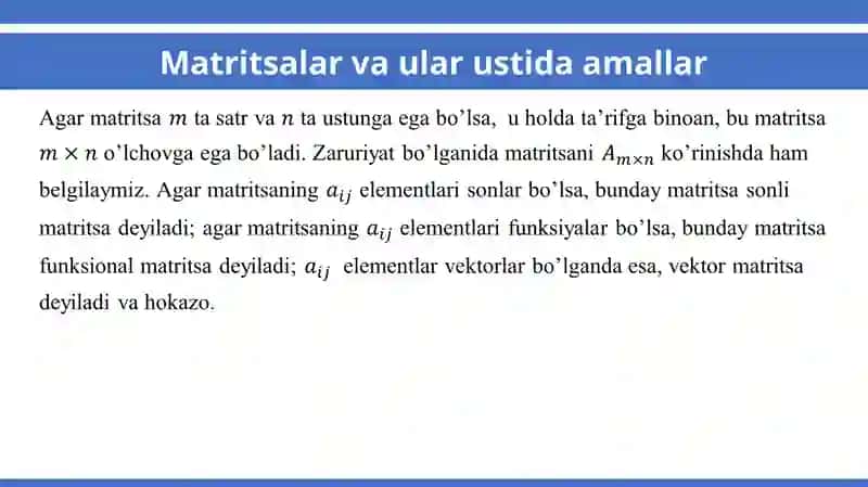Matritsalar va ular ustida amallar 4