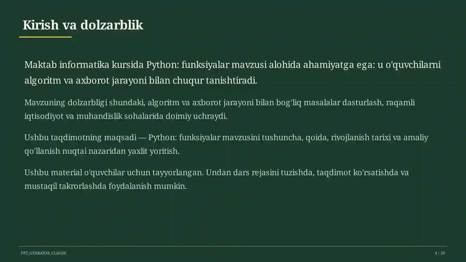 Python: funksiyalar (9-sinf) 4