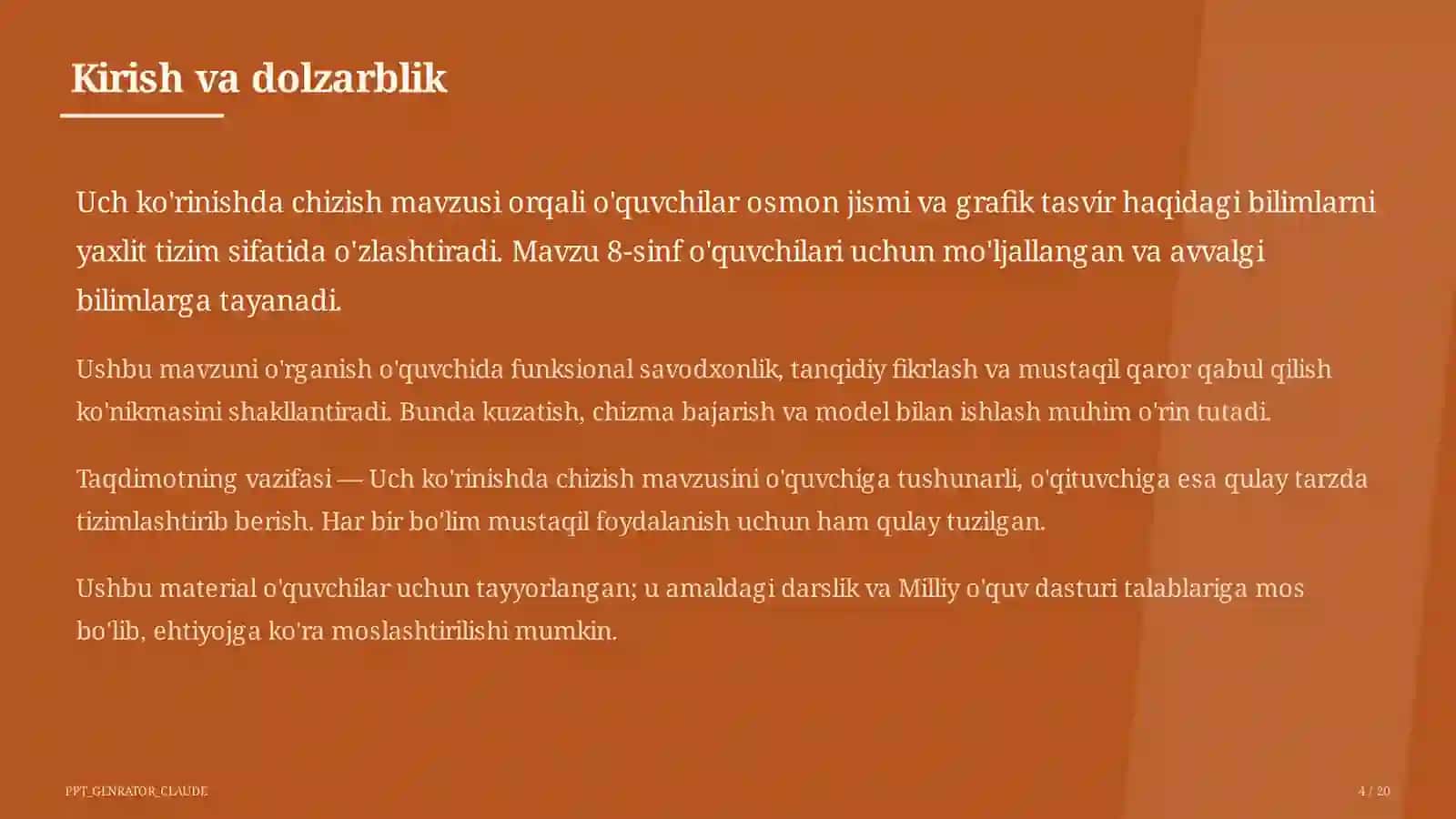 Uch ko'rinishda chizish (8-sinf) 4