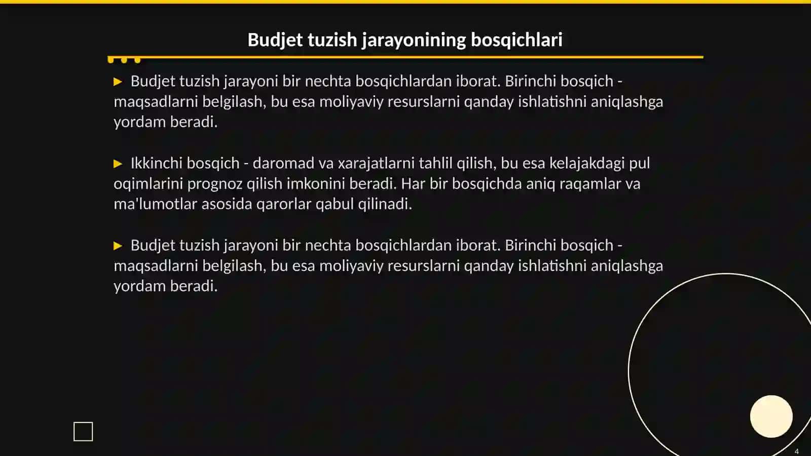 Pul oqimlari budjetini tuzish 4