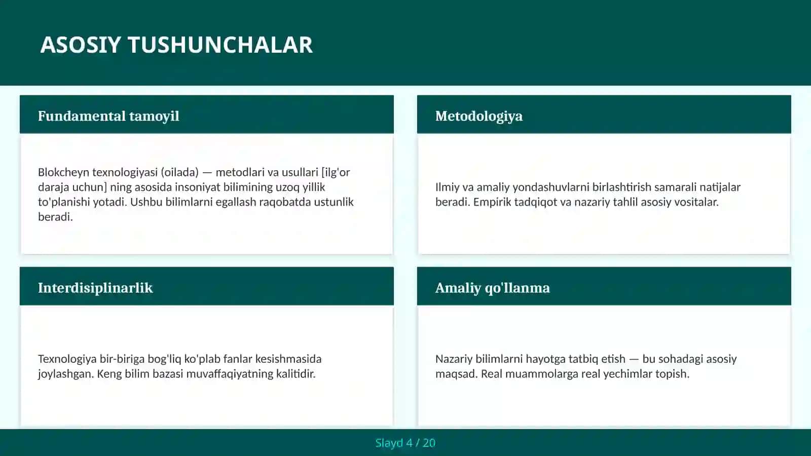 Blokcheyn Texnologiyasi (Oilada) - Metodlari va Usullari [Ilg'or Daraja Uchun] 4