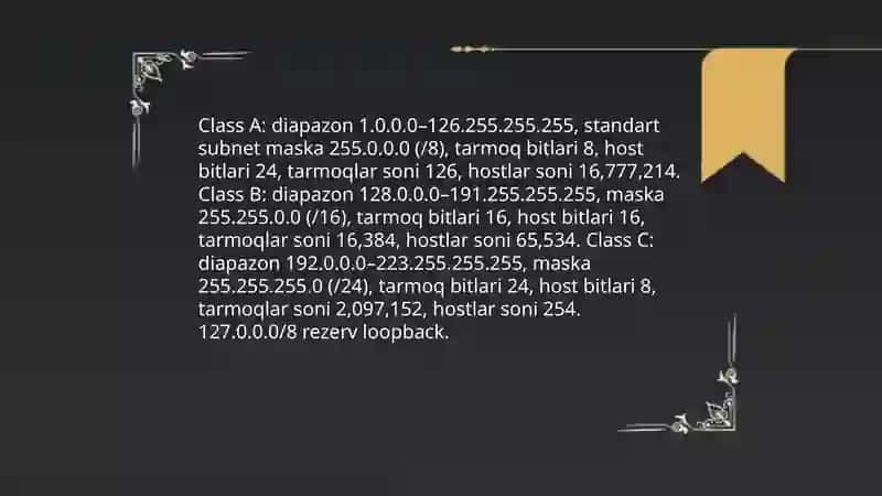 IP manzilini boshqarish va subnetting 4