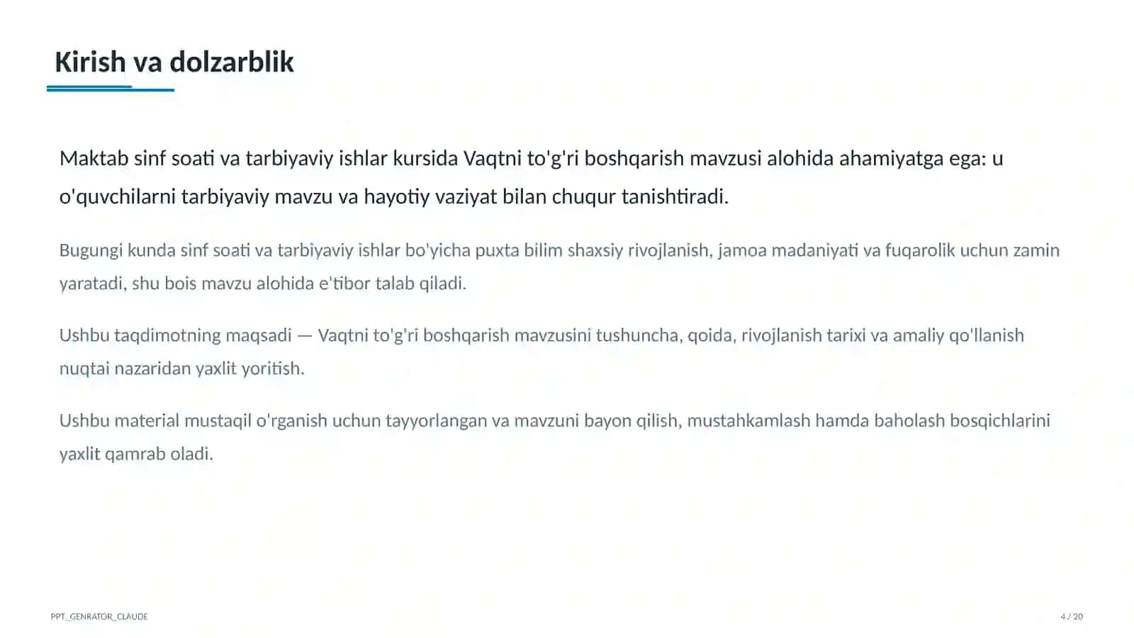 Sinf soati va tarbiyaviy tadbirlar 4