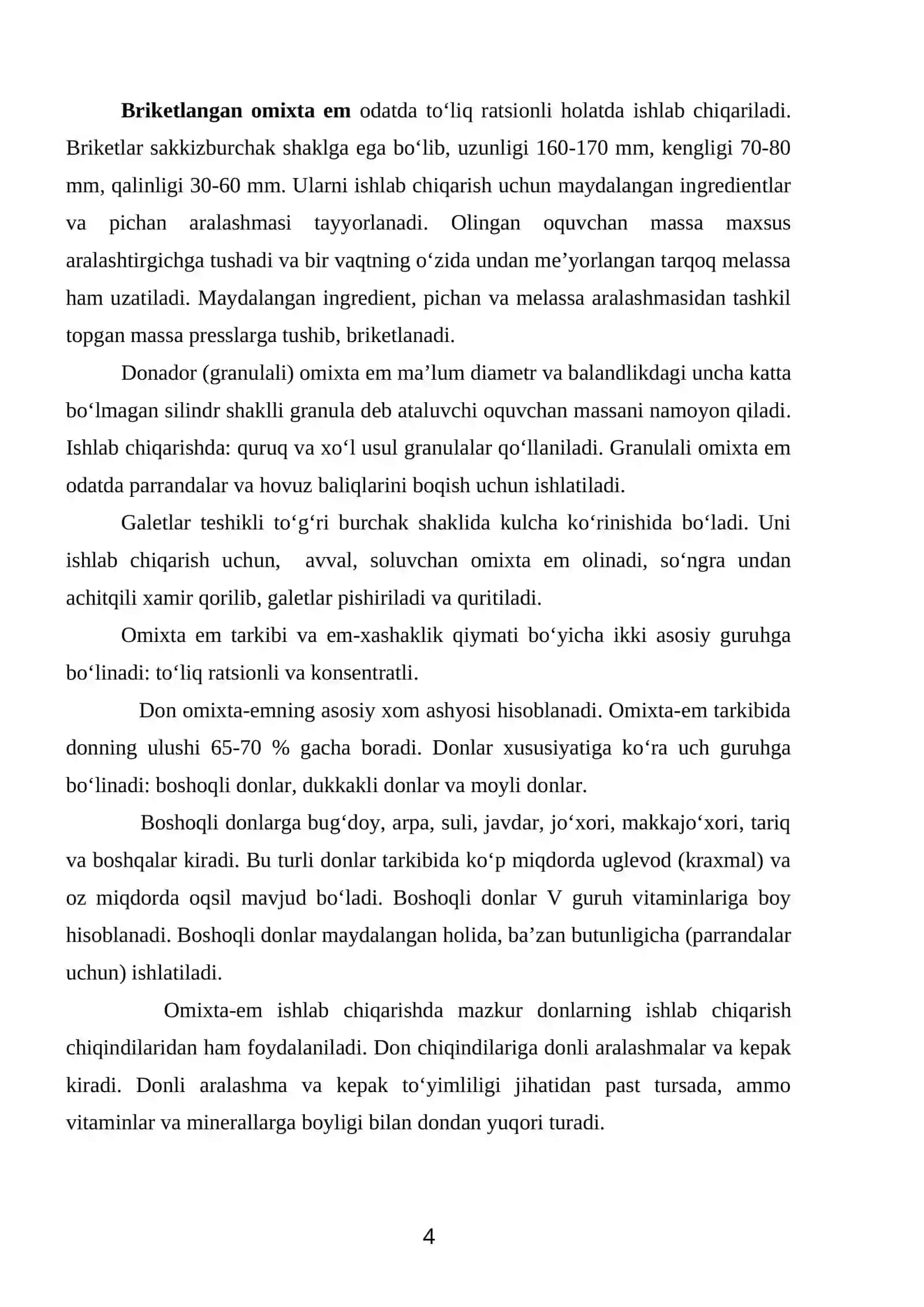 Omixta yem ishlab chiqarish texnologiyasi 4