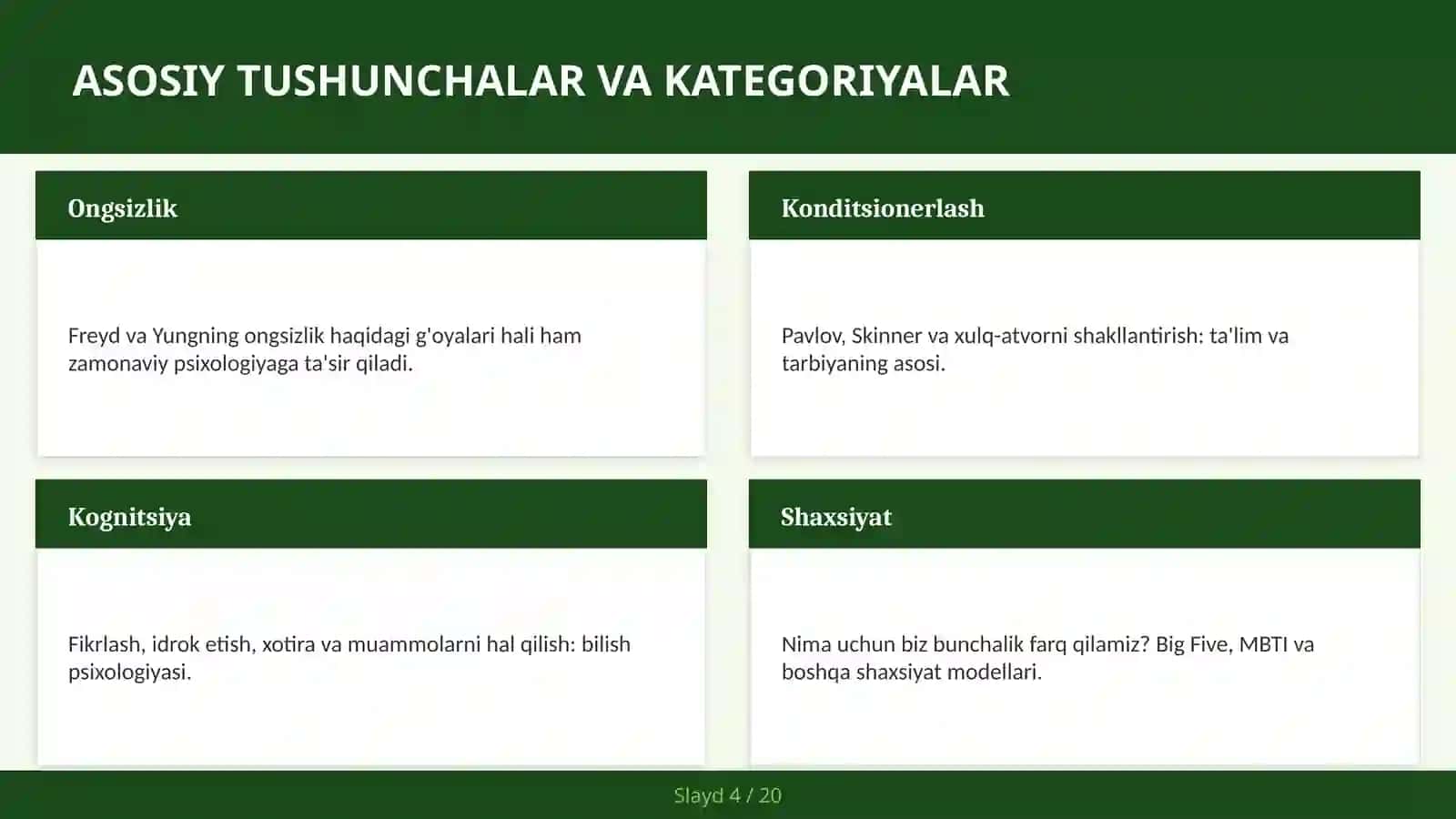 Xotira va unutish mexanizmlari 4