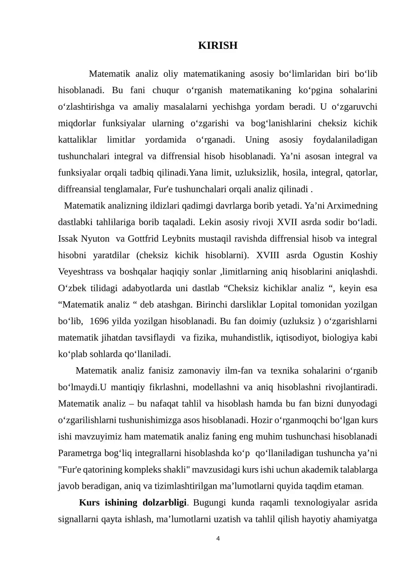 "Fur'e qatorning kompleks formasi" 4