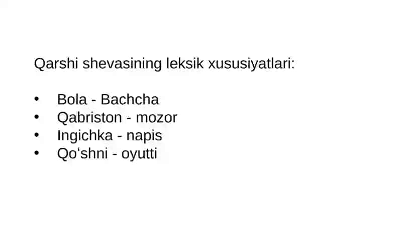 Qashqadaryo viloyati Qarshi shahrida qipchoq shevasining leksik , fonetik, morfologik xususiyatlari 4