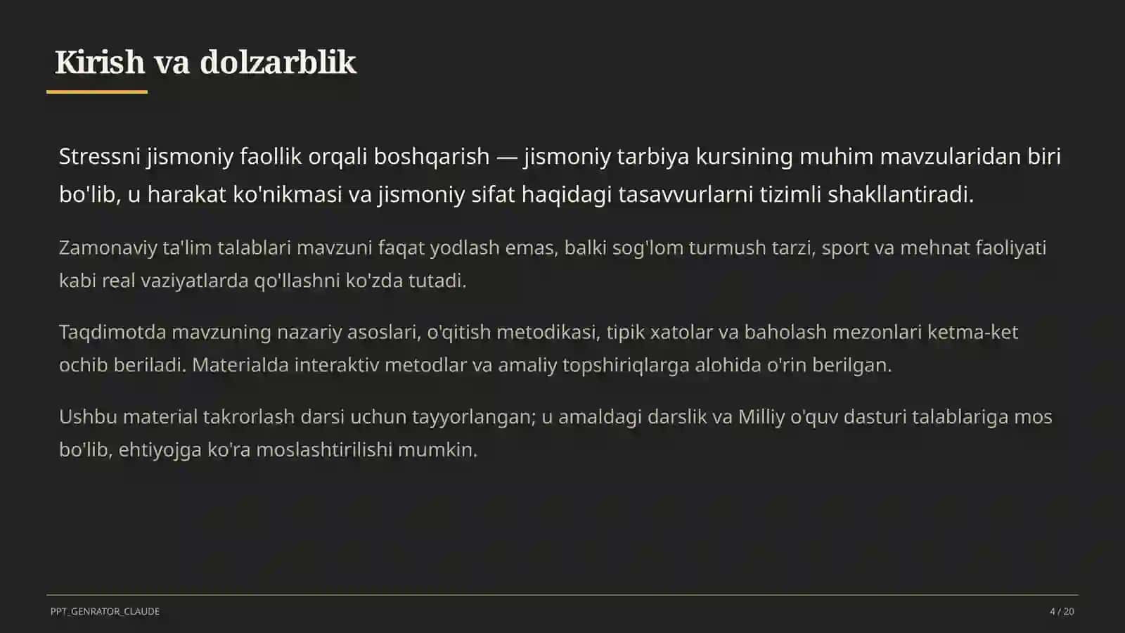Stressni jismoniy faollik orqali boshqarish (11-sinf) 4