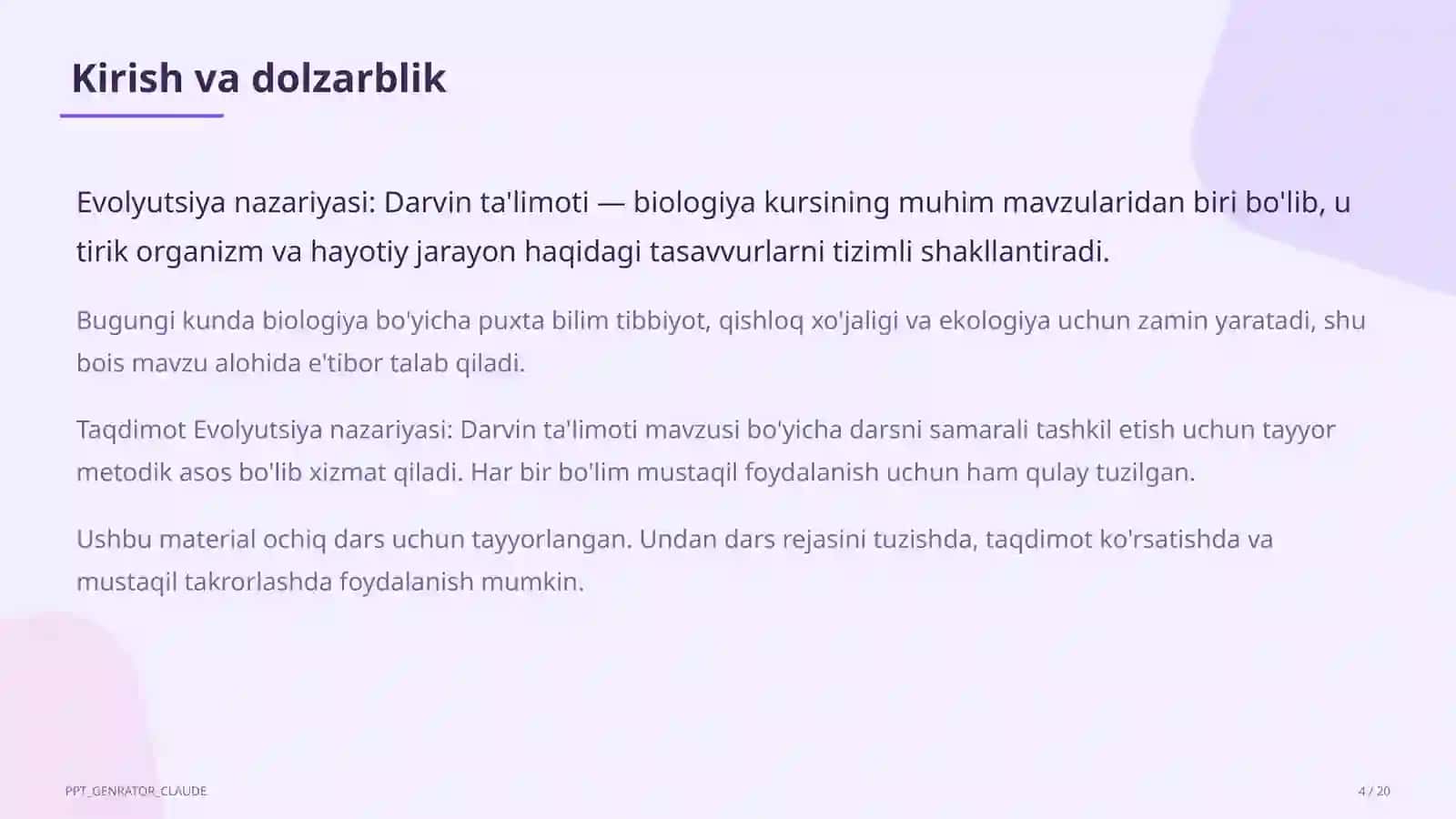 Evolyutsiya nazariyasi: Darvin ta'limoti (10-sinf) 4