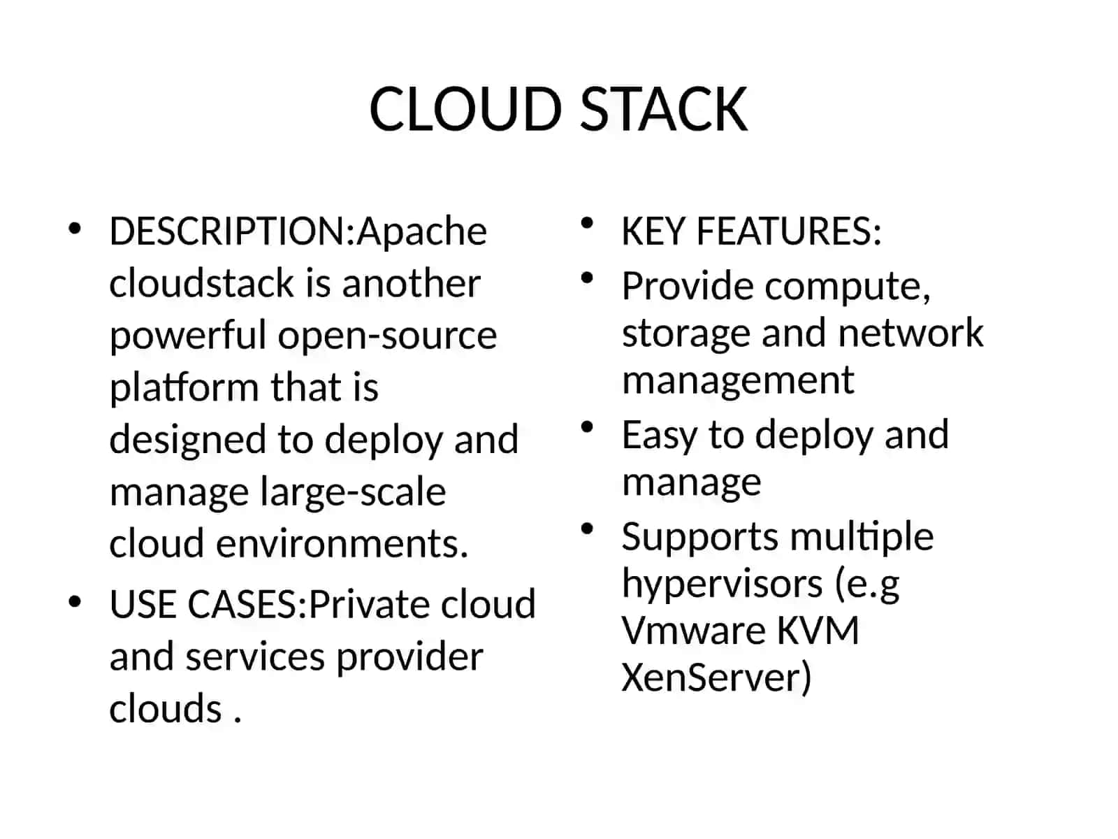 OPEN SOURCE SOFTWARE PLATFORMS FOR PRIVATE CLOUD 4
