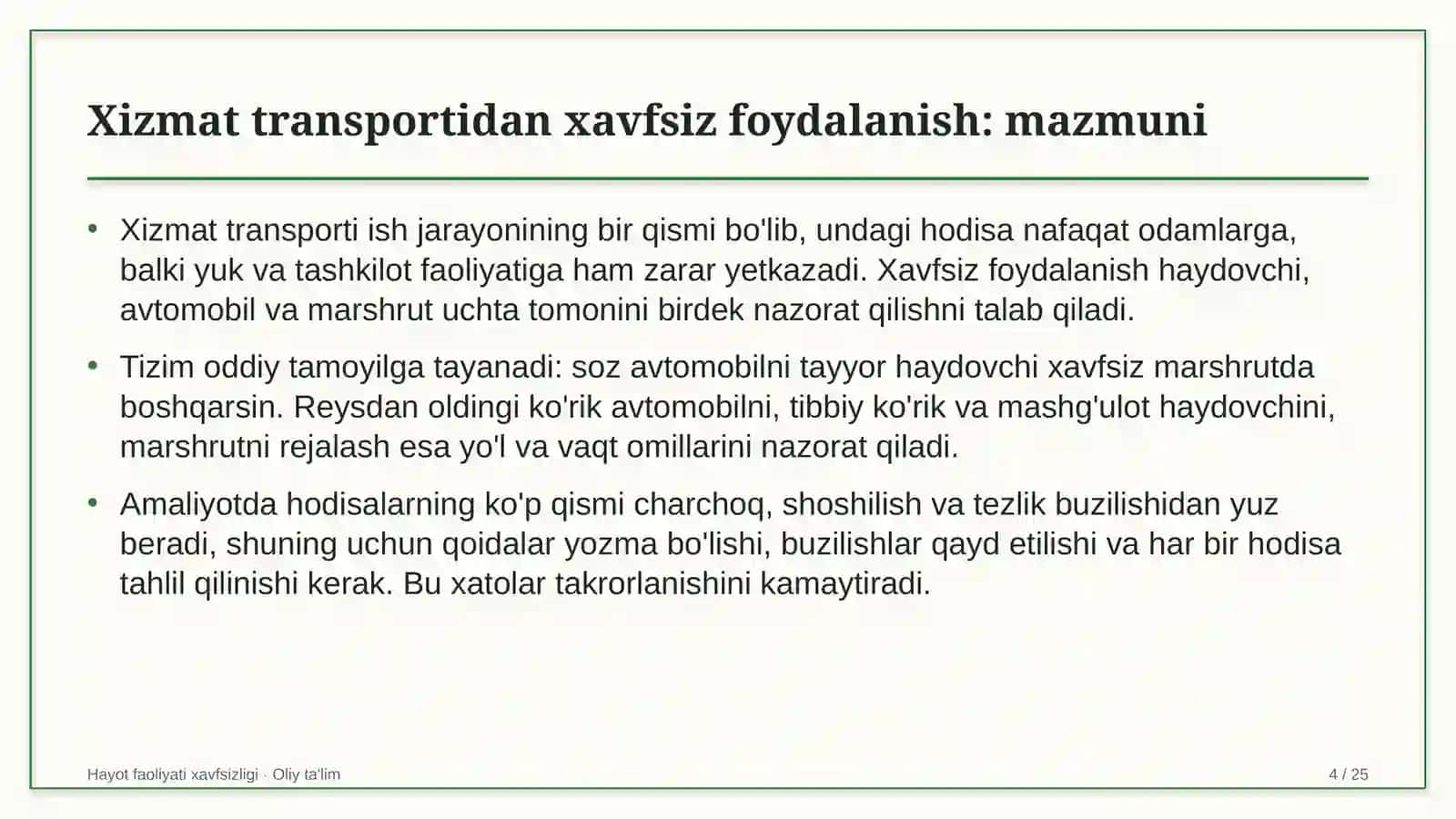 oftalmologiya klinikalarida xizmat transportidan xavfsiz foydalanish 9457 4