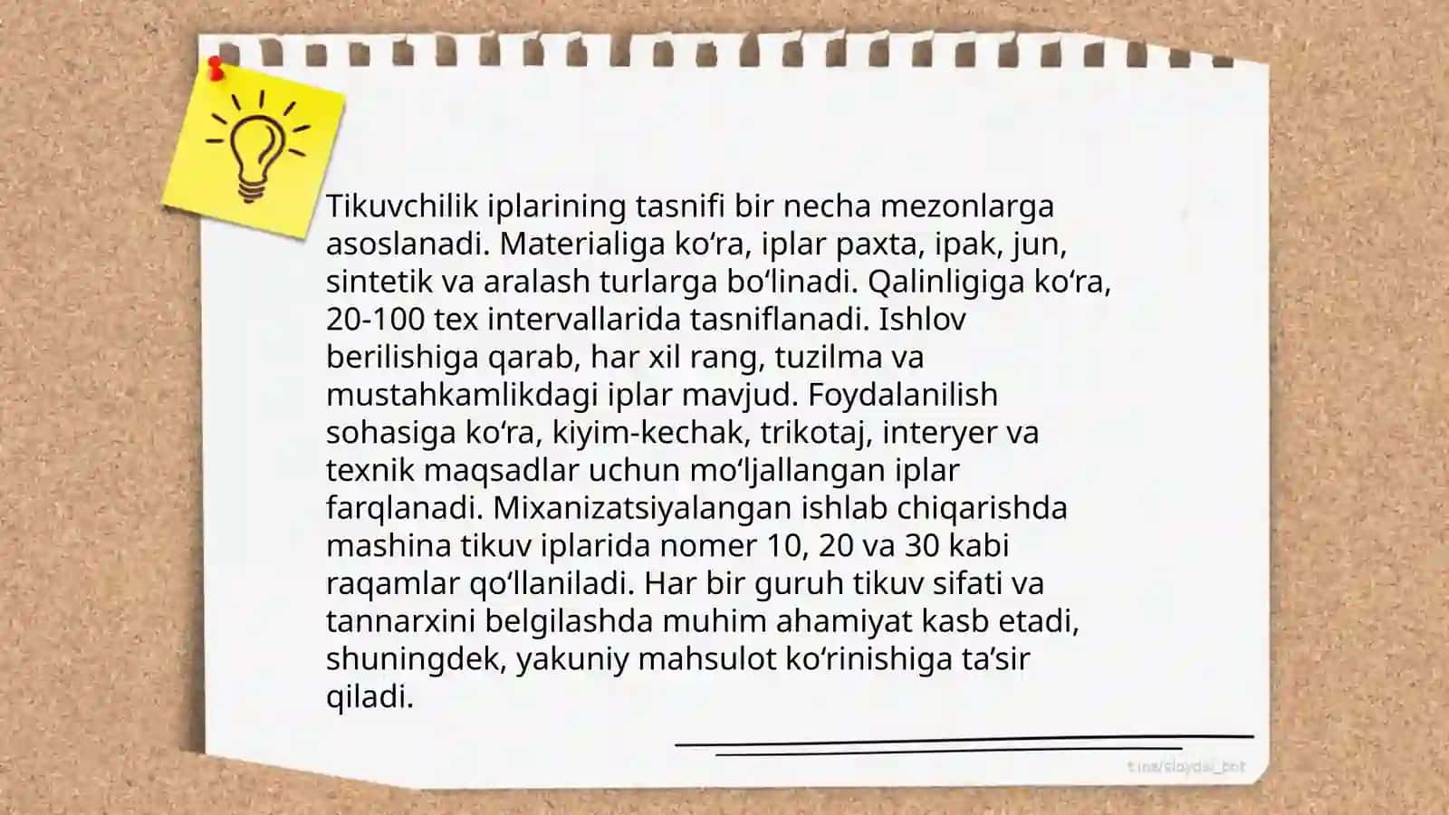 To'qimachilik va tikuvchilik iplarining xususiyatlarini aniqlashni urganish 4