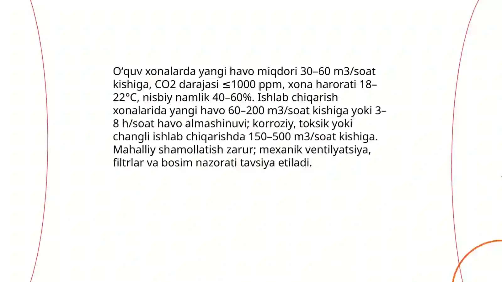 Ishlab chiqarish va õquv xonalarining sanitariya talablari 4