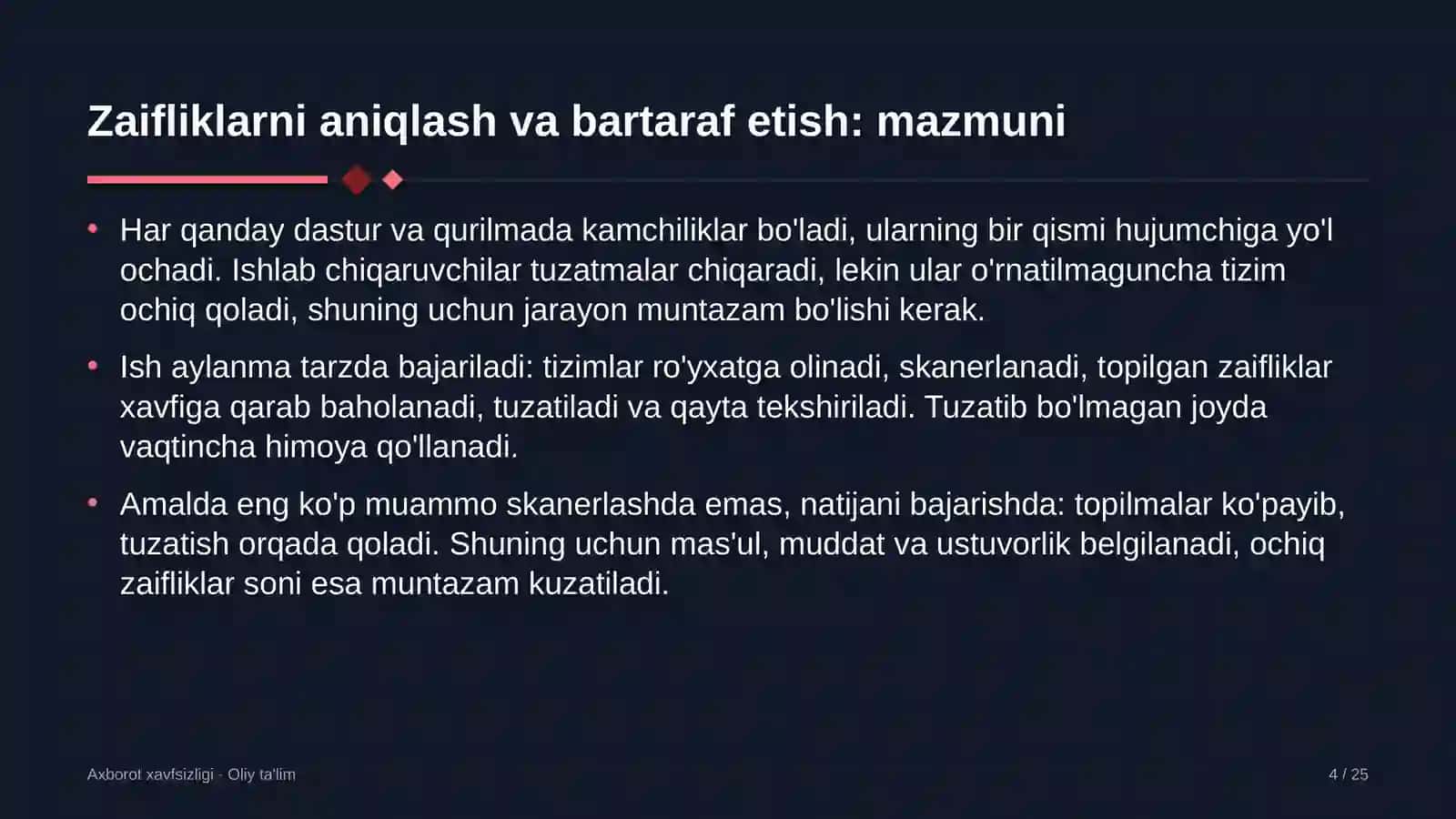 [IT-parklarda zaifliklarni aniqlash va bartaraf etish] 4