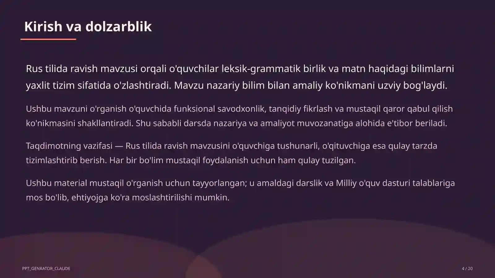Rus tilida ravish (7-sinf) 4