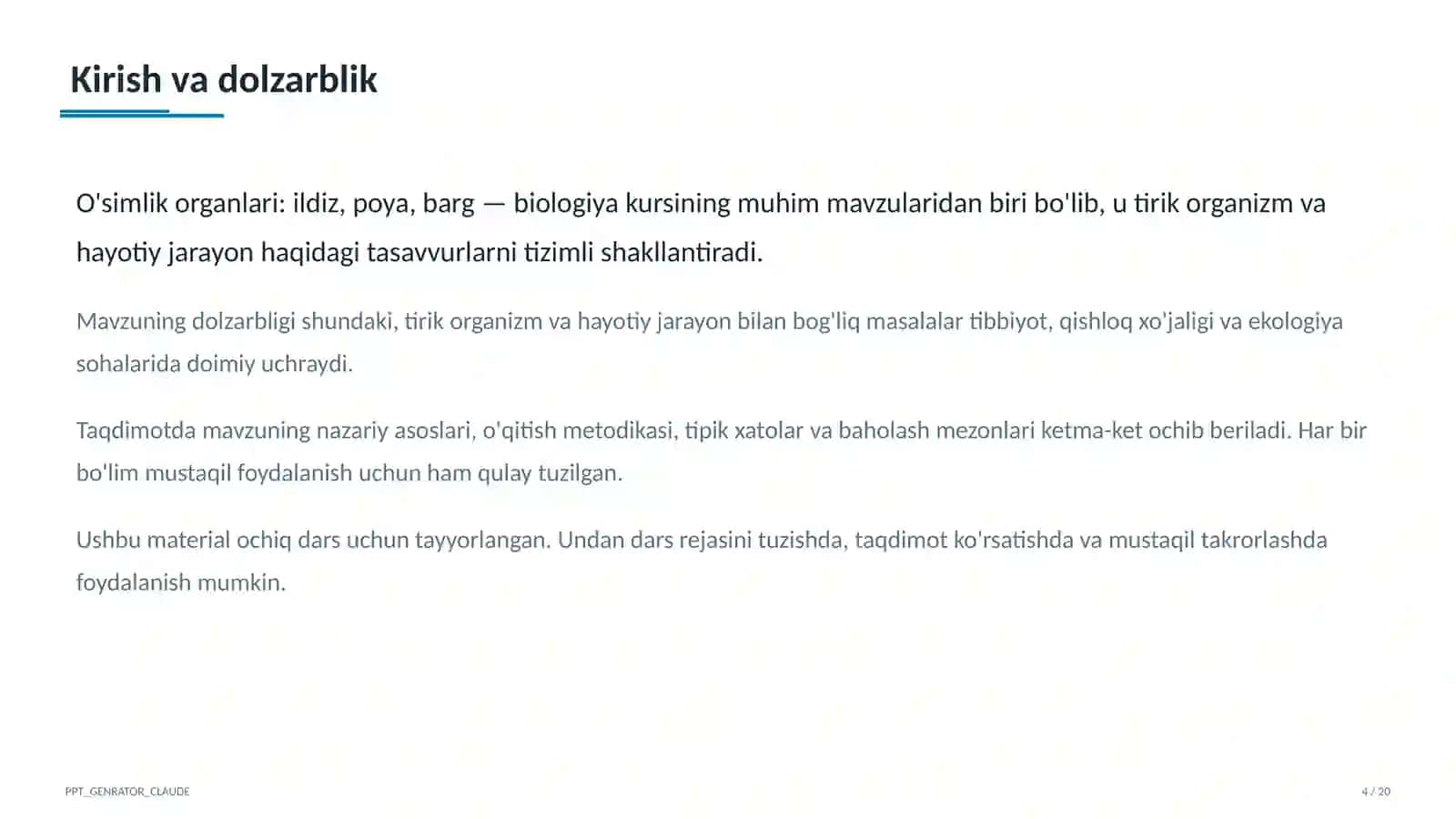 O'simlik organlari: ildiz, poya, barg 4