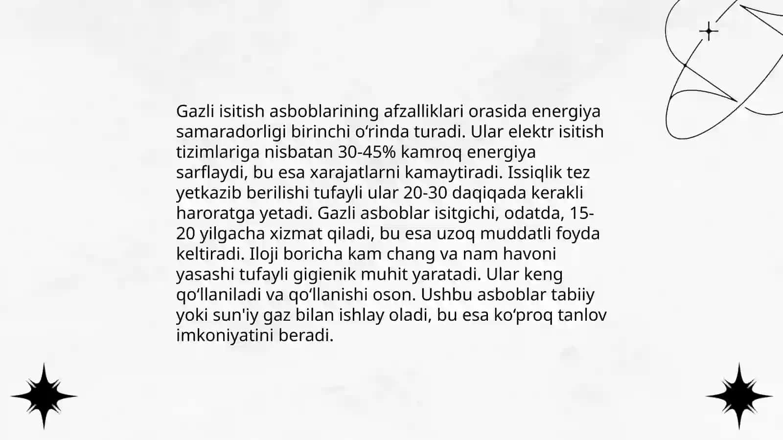 Gazli isitish asboblarining afzalliklari 4