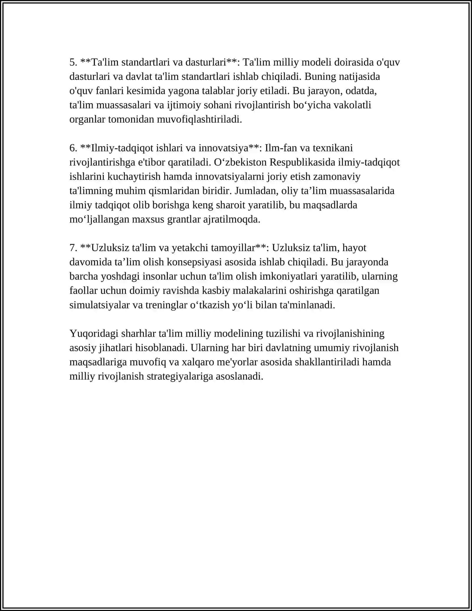 TALIMNING MILLIY MODELINING SHAKLLANISHI, RIVOLANISHI VA SOHADAGI MUAMMOLAR 4