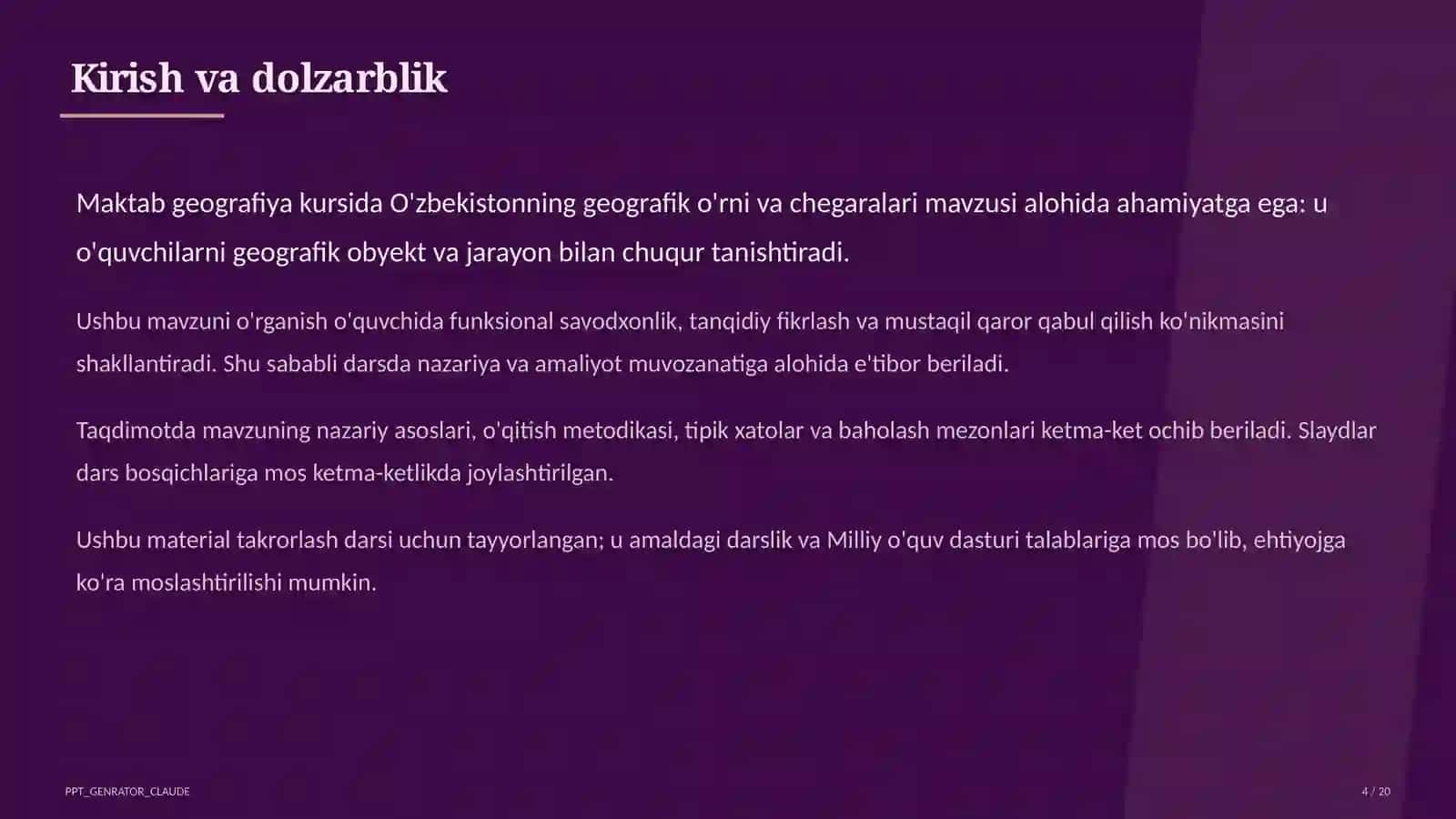 O'zbekistonning geografik o'rni va chegaralari (8-sinf) 4