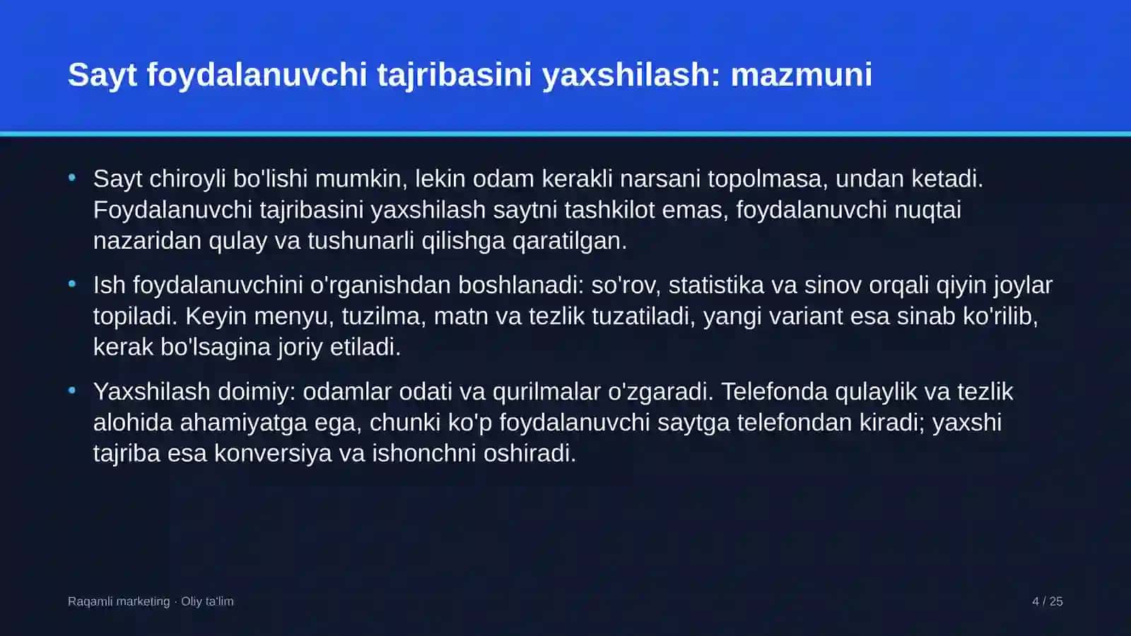 Raqamli Marketing · Oliy Ta'lim 4