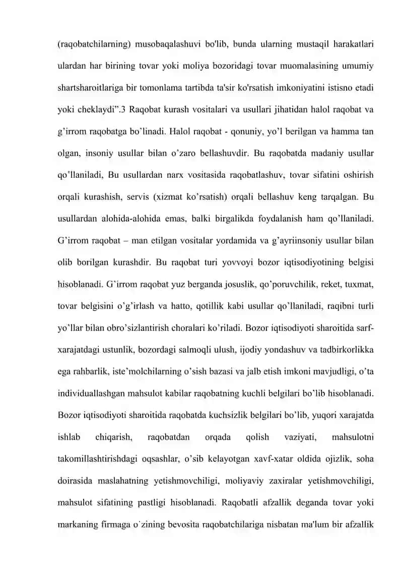 Raqobatchilikni baholash usullari 4