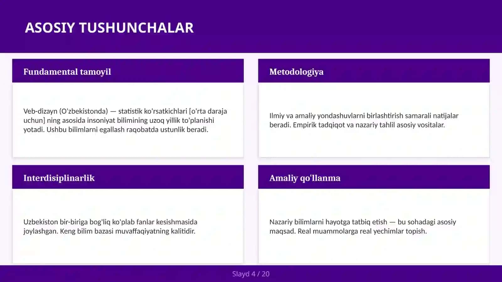 VEB-DIZAYN (O'ZBEKISTONDA) — STATISTIK KO'RSATKICHLARI [O'RTA DARAJA UCHUN] 4