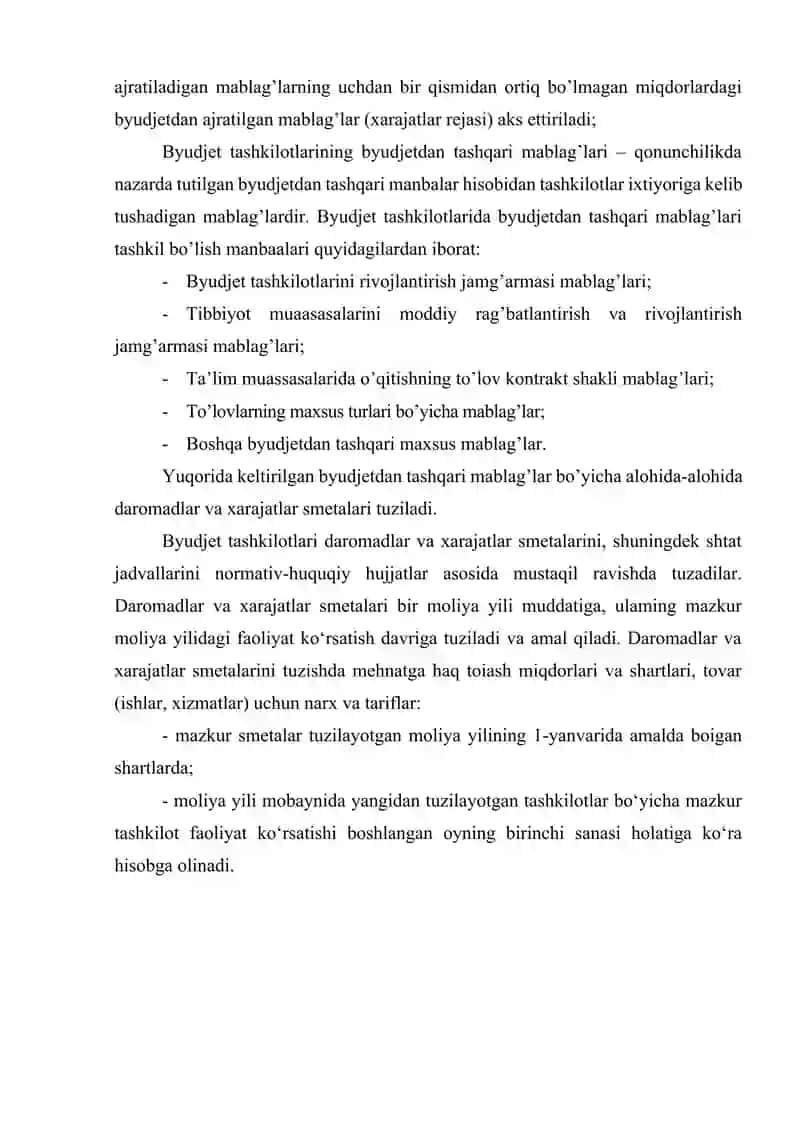 Byudjet tashkilotlarida smetalar hamda shtatlar jadvalini tuzish, tasdiqlash va taqdim etish tartibi. 4