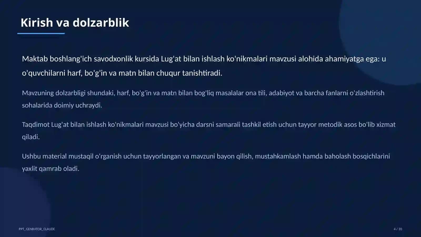 Lug'at bilan ishlash ko'nikmalari (4-sinf) 4