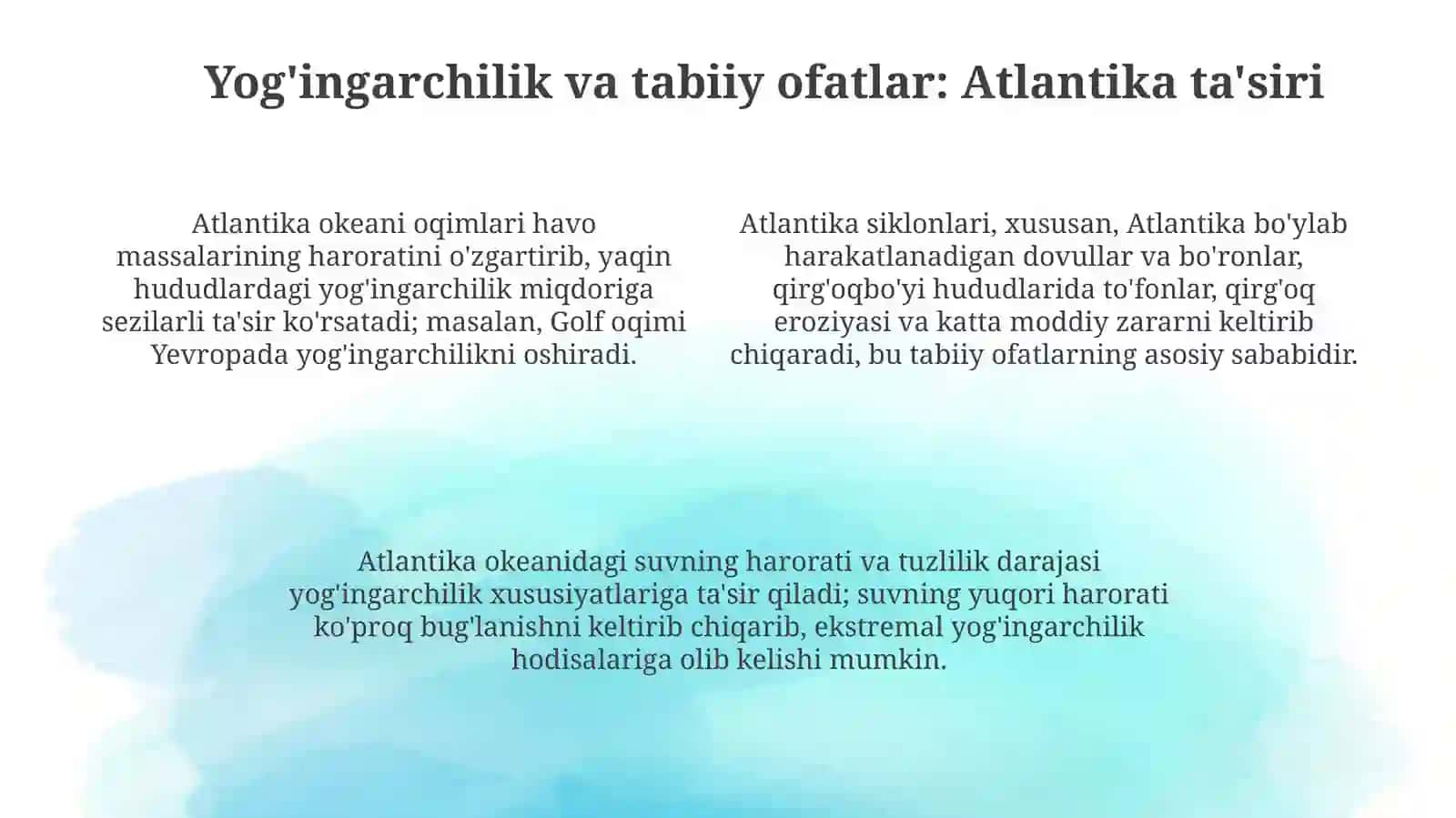 Atlantika Okeanini Atrofda Gimatieriklar Tabiati G'atasirini O'rganish 4
