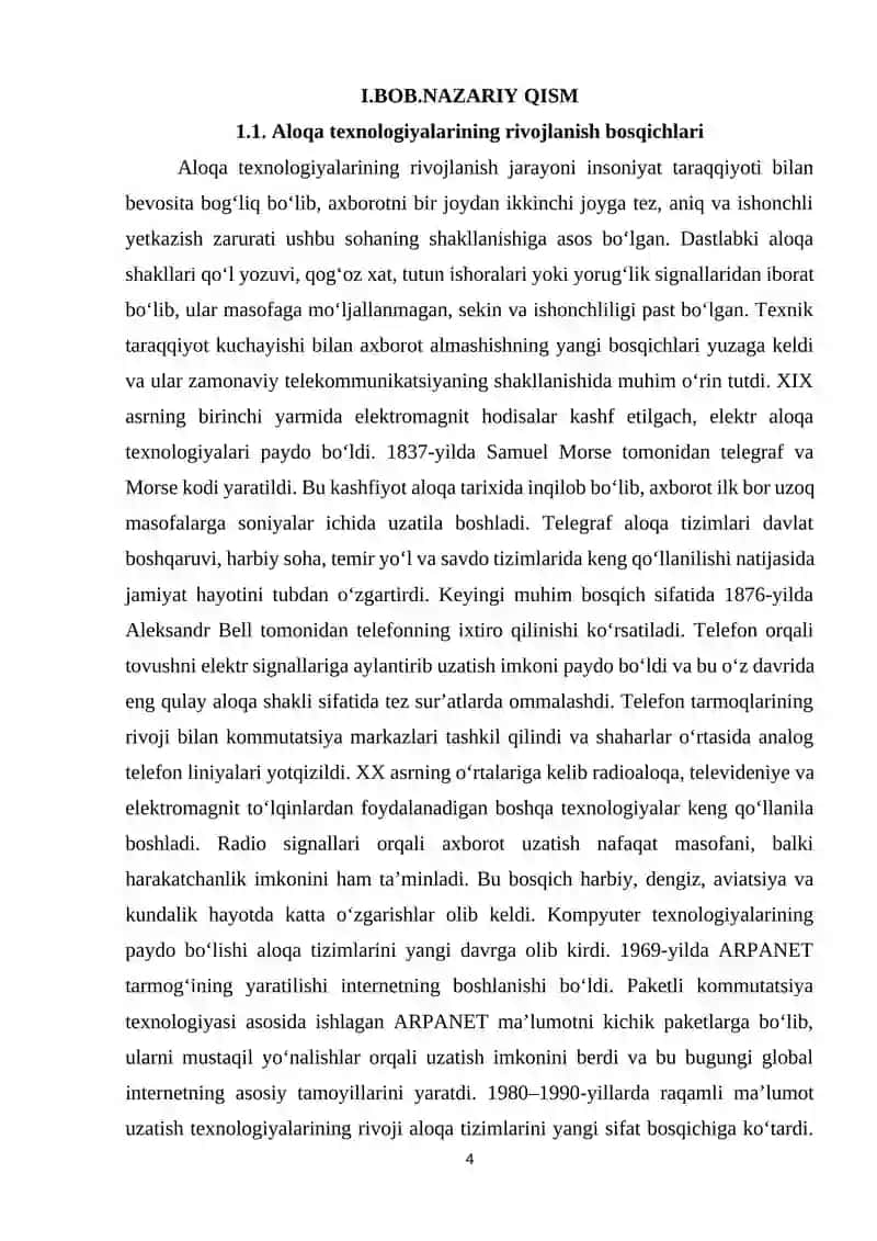 Aloqa texnologiyalari va tarmoqlar 4