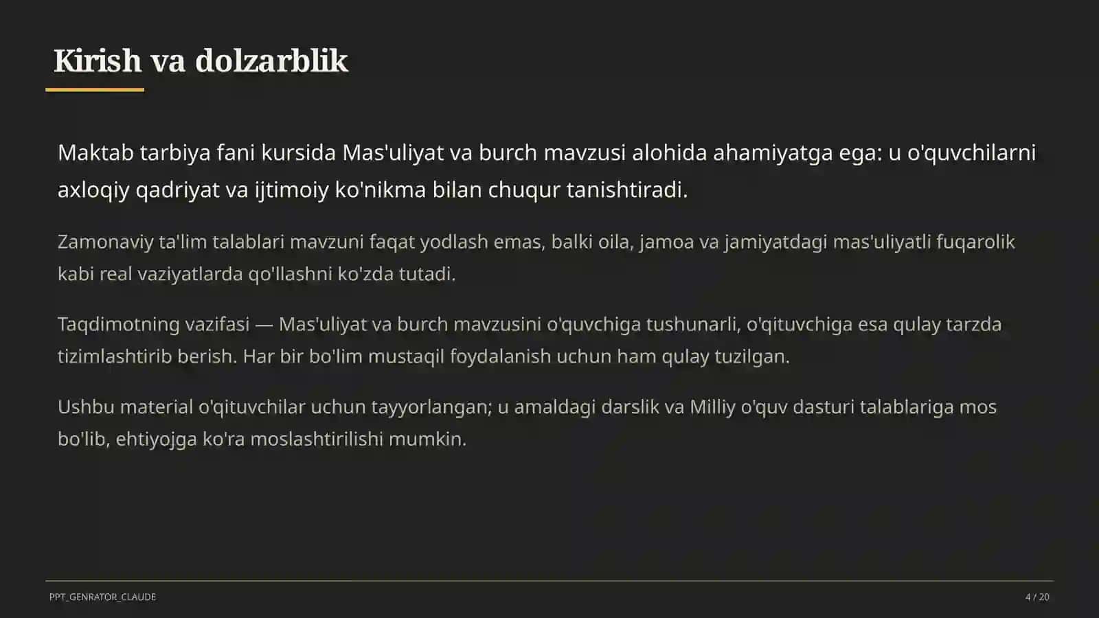 Mas'uliyat va burch (6-sinf) 4