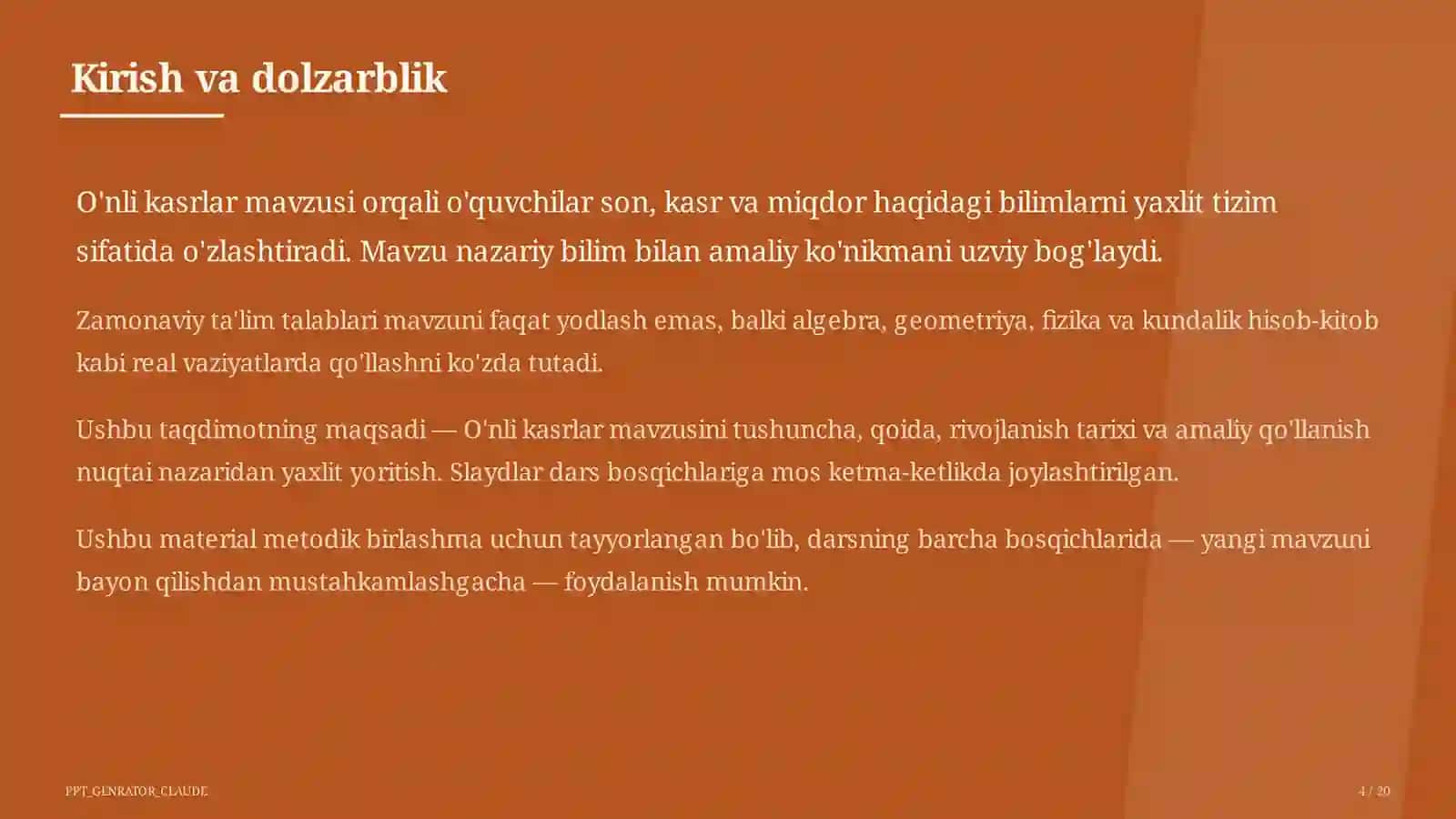 O'nli kasrlar (5-sinf) Matematika (5–6) 4