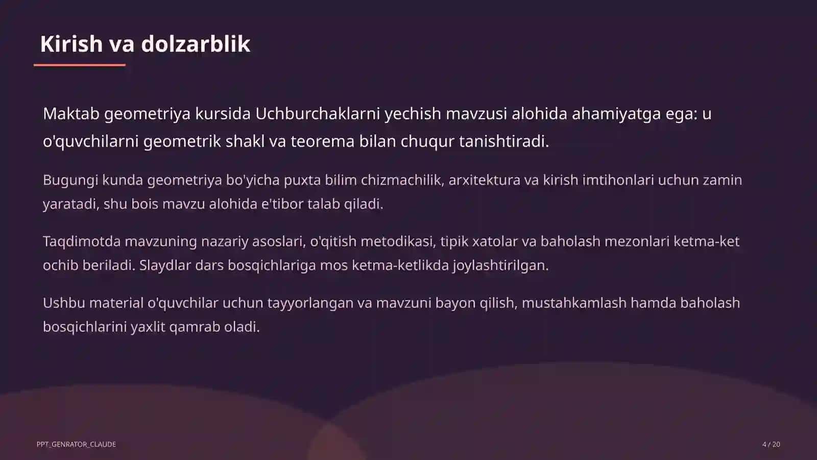 Uchburchaklarni yechish (9-sinf) 4