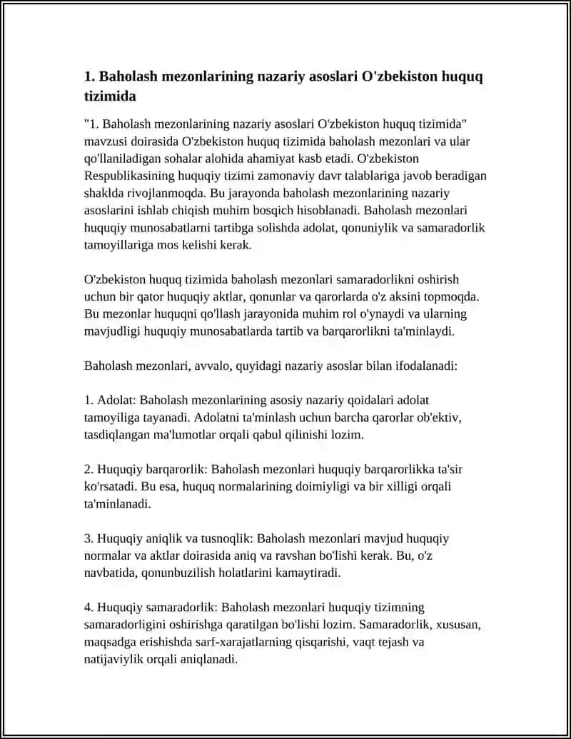 O'ZBEKISTON HUQUQ TIZIMIDA BAHOLASH MEZONLARI VA QO'LLASH SOHALARI 4
