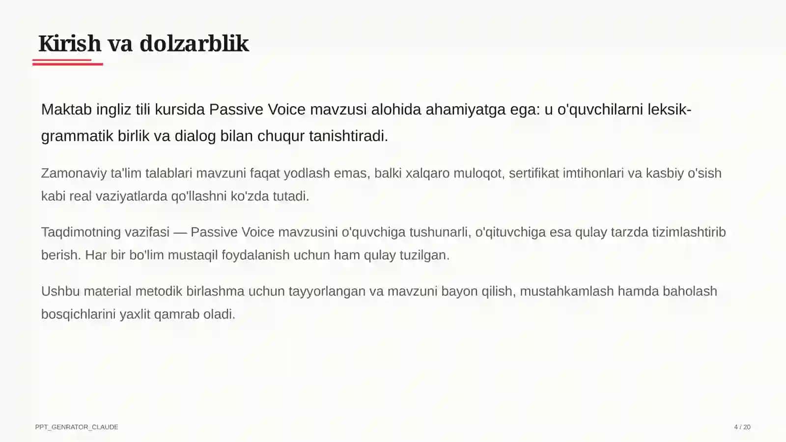Passive Voice (9-sinf) 4