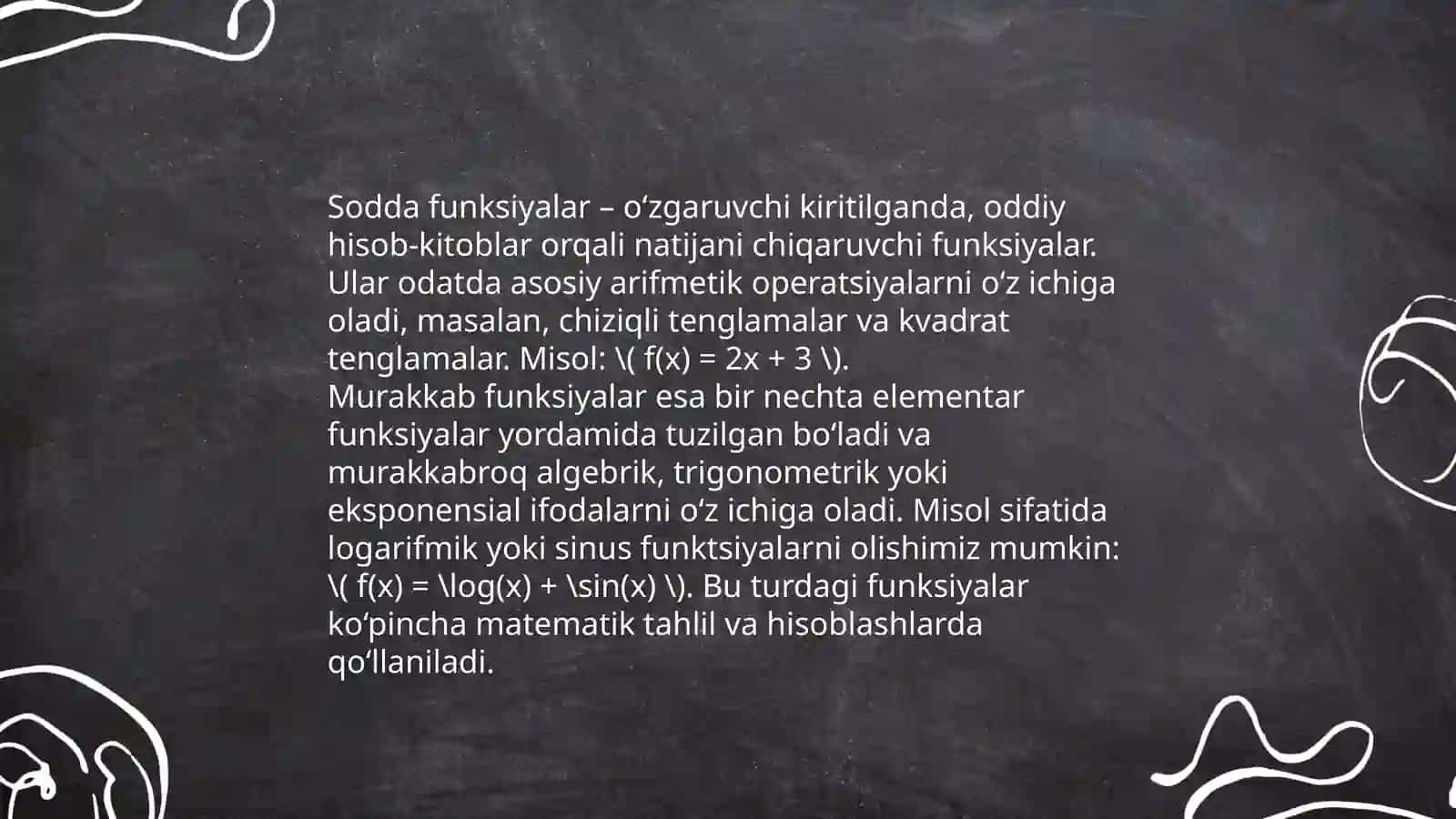 Hosila.Hosilani hisoblash xossalari.Murakkab funksiya hosilasi 4