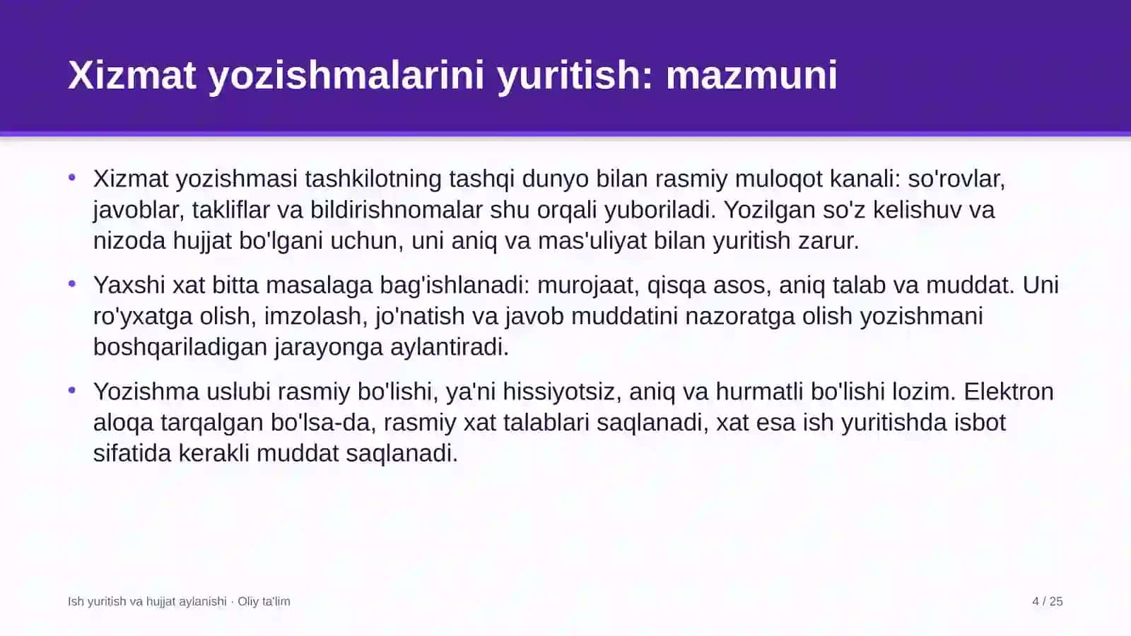 Ko'p qavatli uylar qurilishida xizmat yozishmalarini yuritish 4