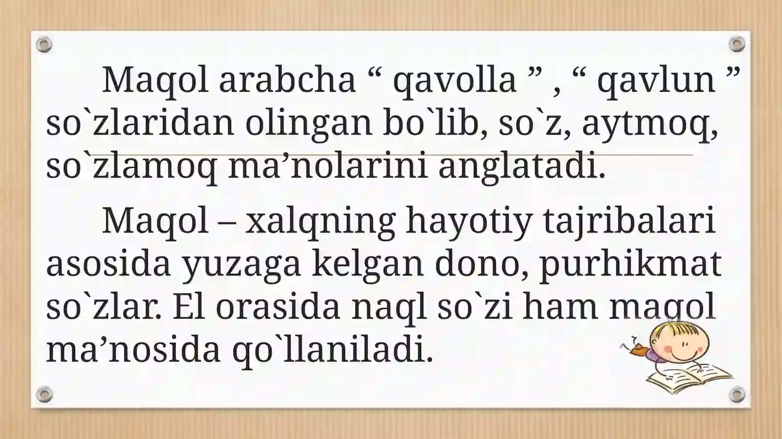 Bolalar adabiyotida xalq og`zaki ijodi. Maqol, topishmoqlar va tez aytishlar 4
