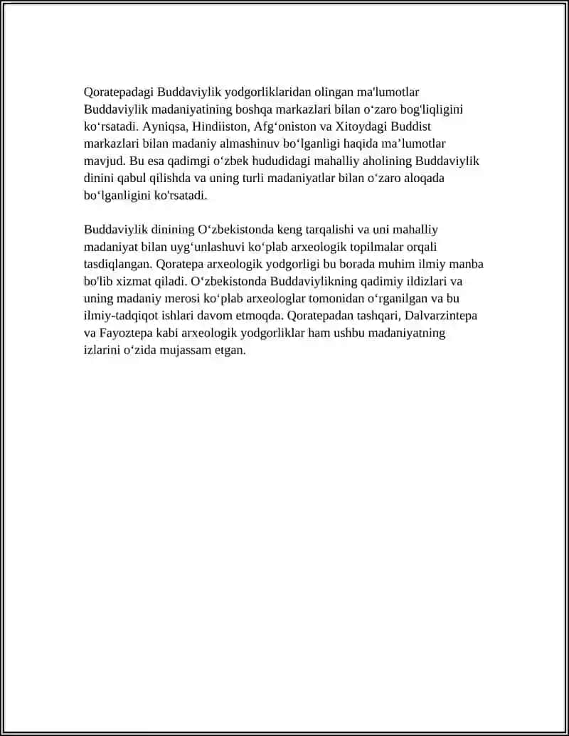 OʻZBEKISTONDA BUDDAVIYLIK DININING ILDIZLARI (QORATEPA DALVARZINTEPA FAYOZTEPA) VA HOZIRGI ZAMON 4
