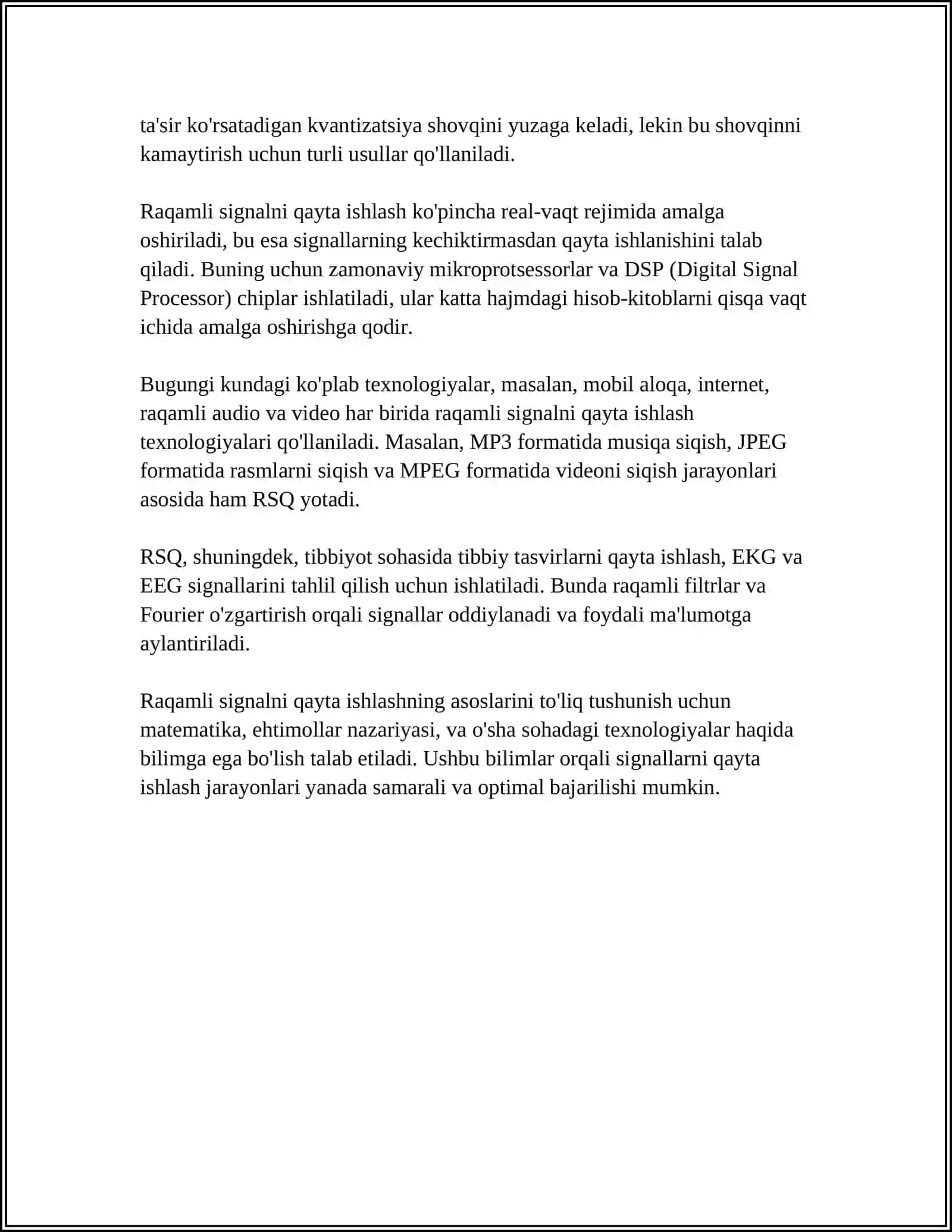 RAQAMLI SIGNAL VA O'RNATILGAN TIZIM PROTSESSORLARI 4