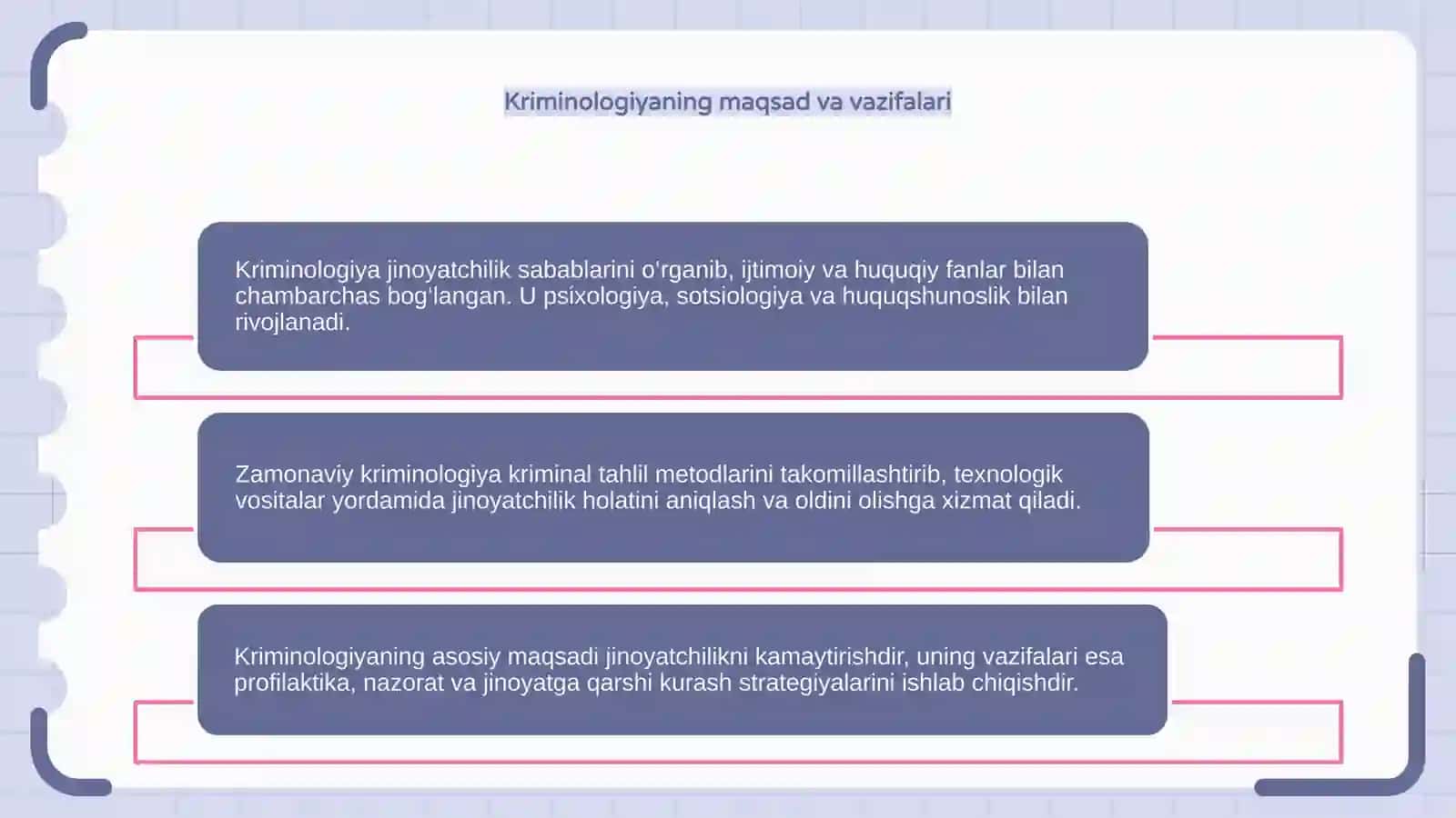Kriminologiya fanining boshqa fanlar bilan aloqadorligi va hozirgi rivojlanishi 4
