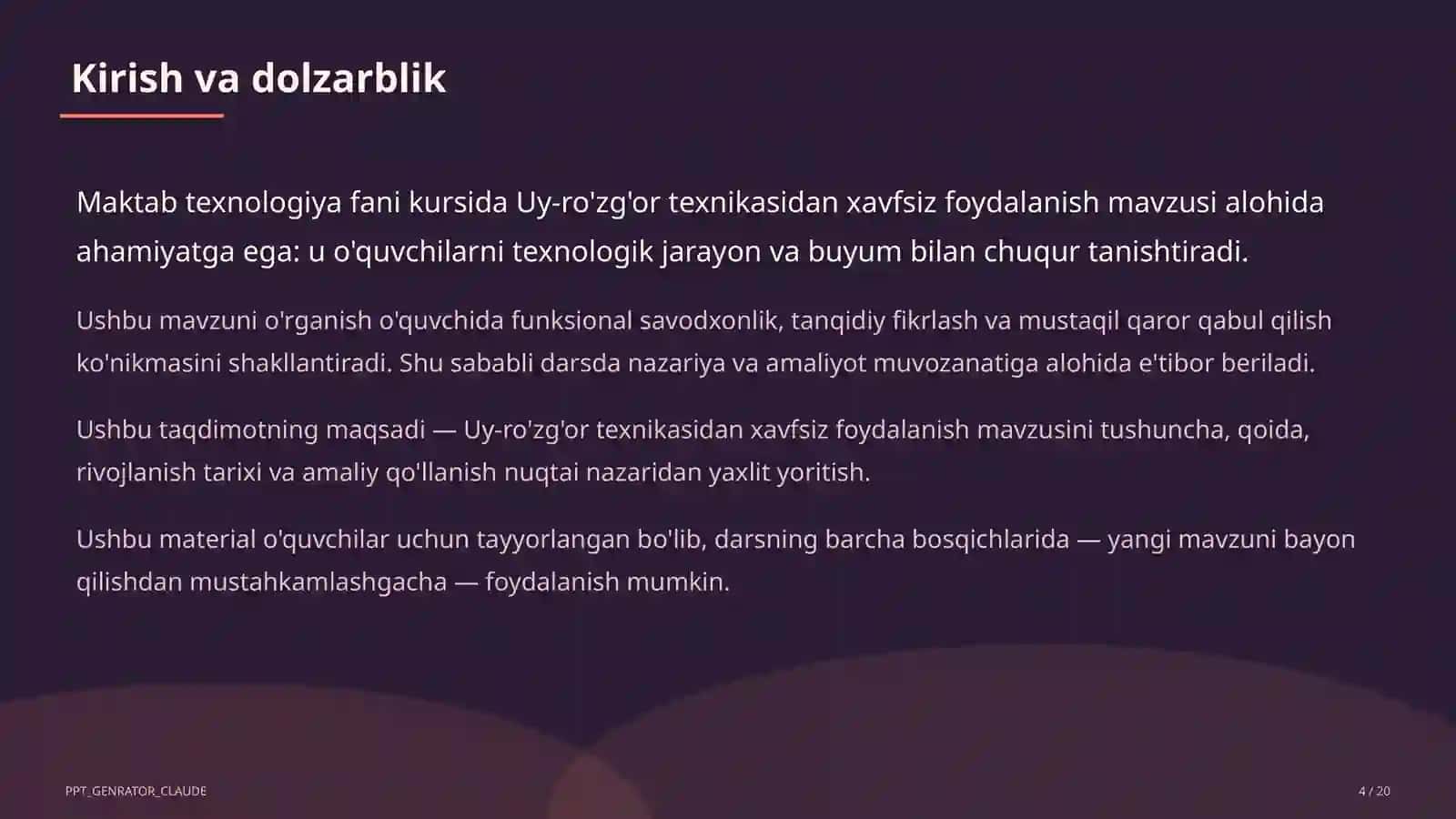 Uy-ro'zg'or texnikasidan xavfsiz foydalanish (7-sinf) 4