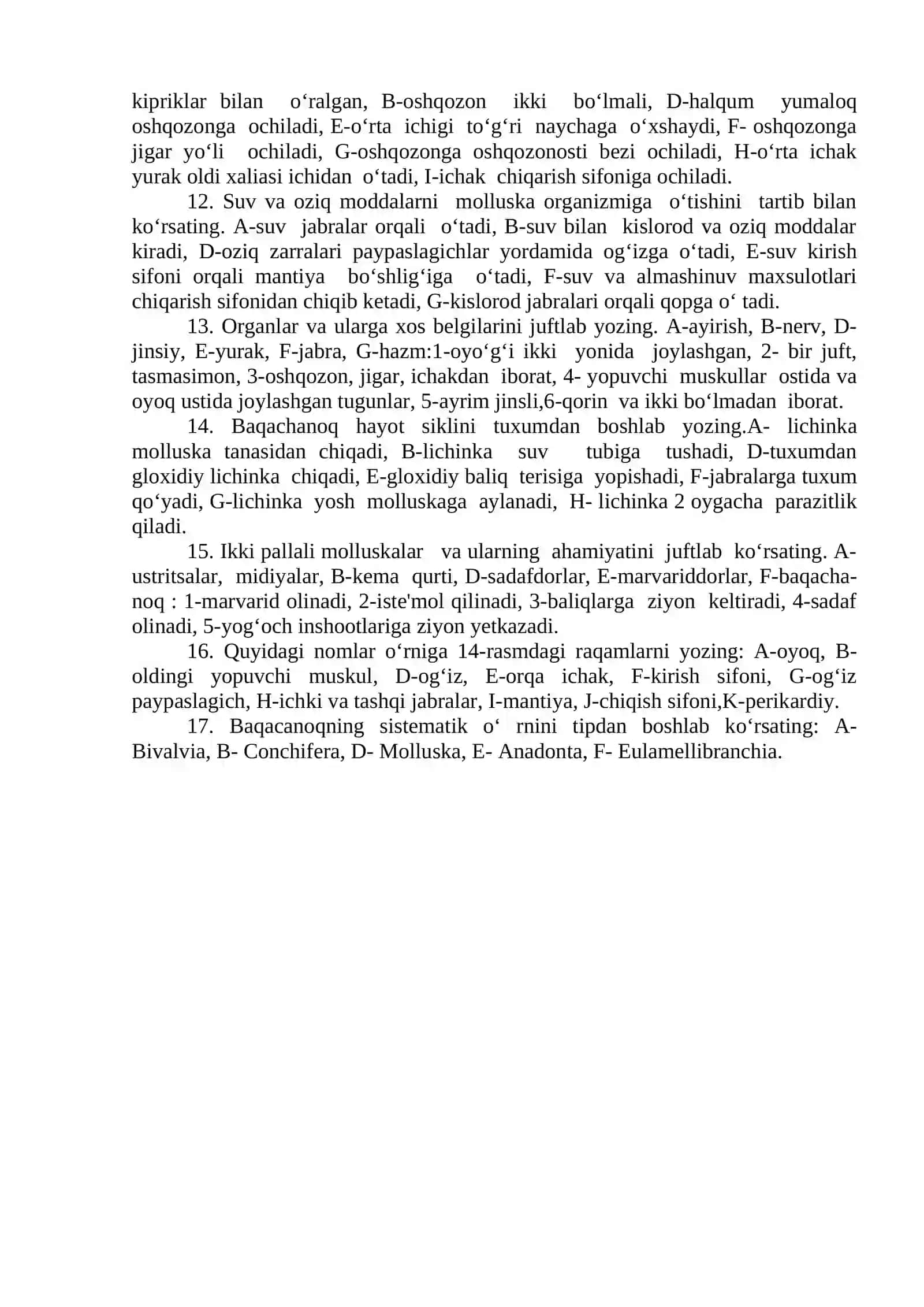 Topshiriqlarga javob bering va bilimingizni baholang 4