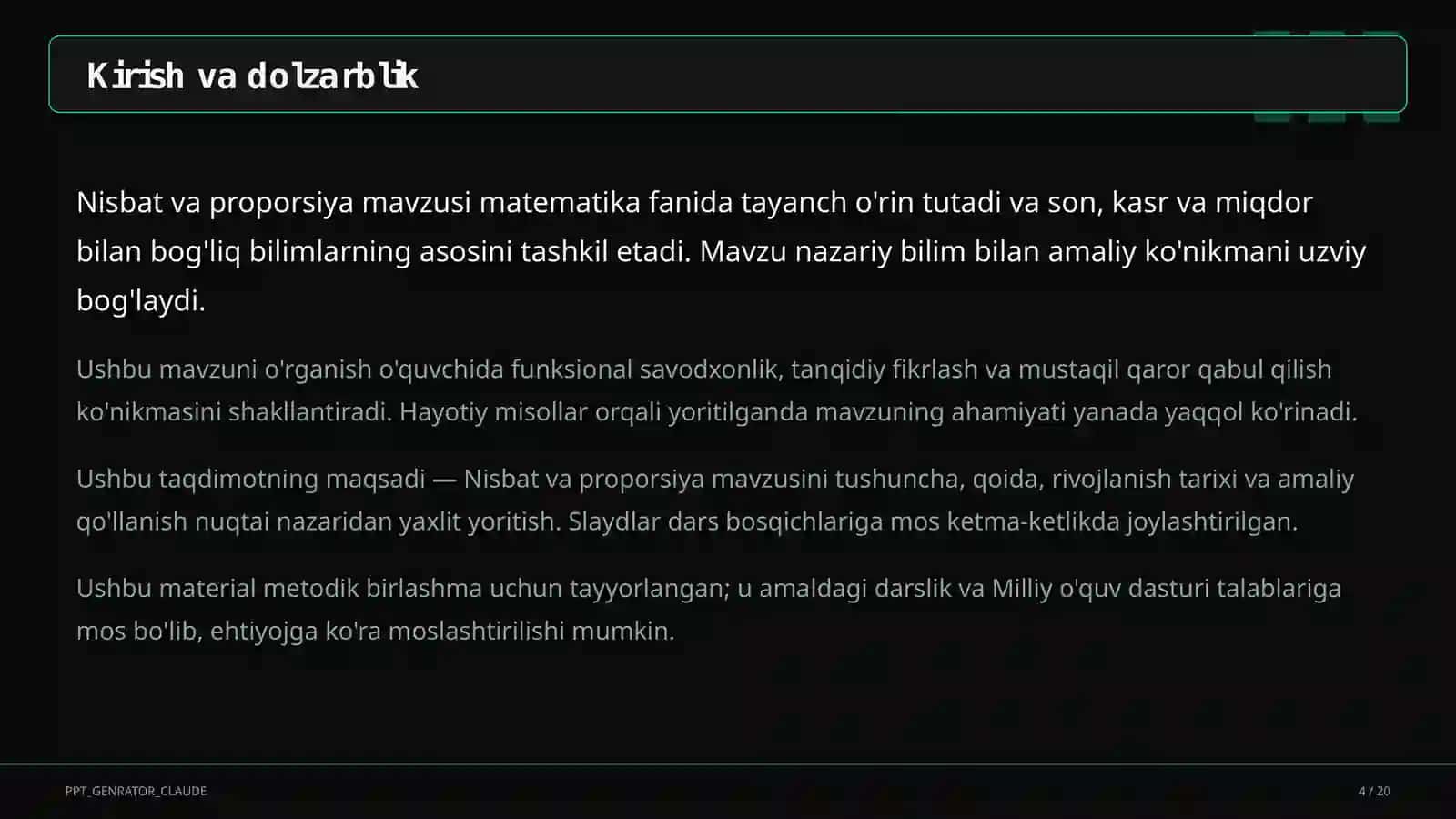 Nisbat va proporsiya (6-sinf) 4