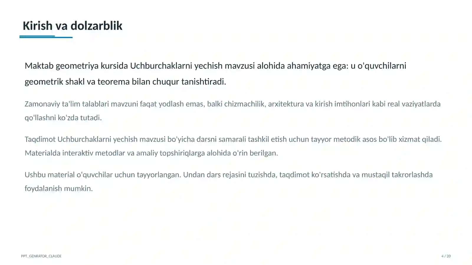 Uchburchaklarni yechish (9-sinf) 4