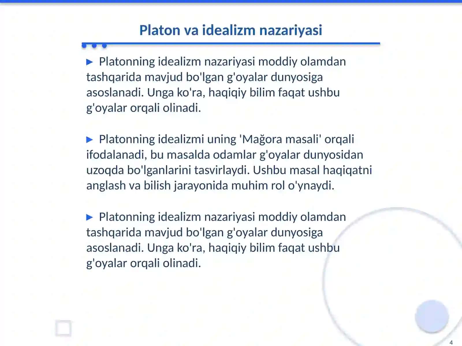 Yevropa mutafakkirlari Platon, I.Kant, R.Dekart, D.Yumining falsafaga oid qarashlarini qiyosiy tahlili 4