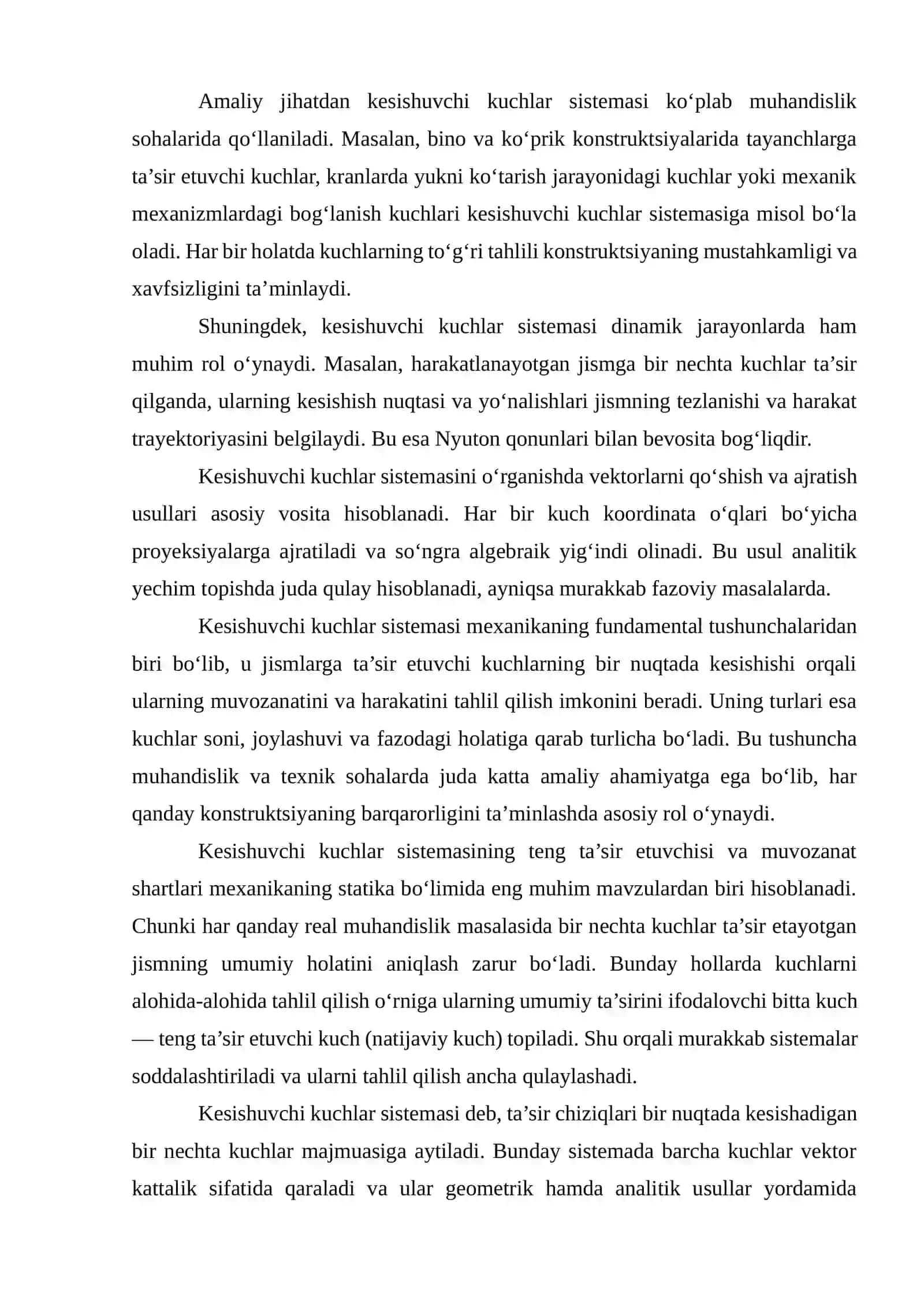 Kesishuvchi kuchlar sistemasi va ularning turlari, uch kuchning muvozanati haqida teorema 4