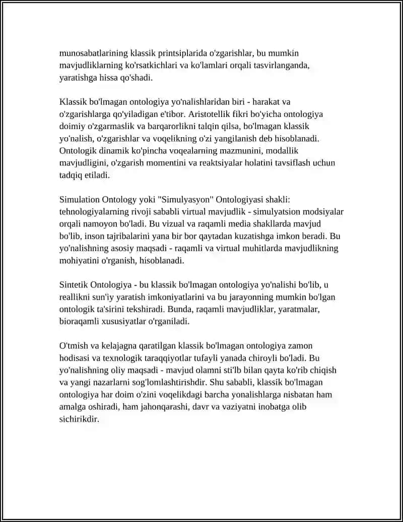 KLASSIK BO'LMAGAN ONTOLOGIYANING YO'NALISHLARI VA MOHIYATI 4