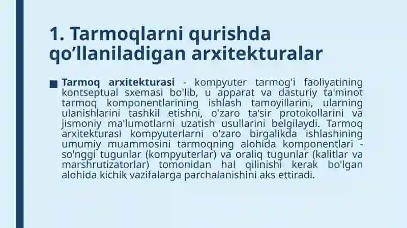 Tarmoq arxitekturalari 4